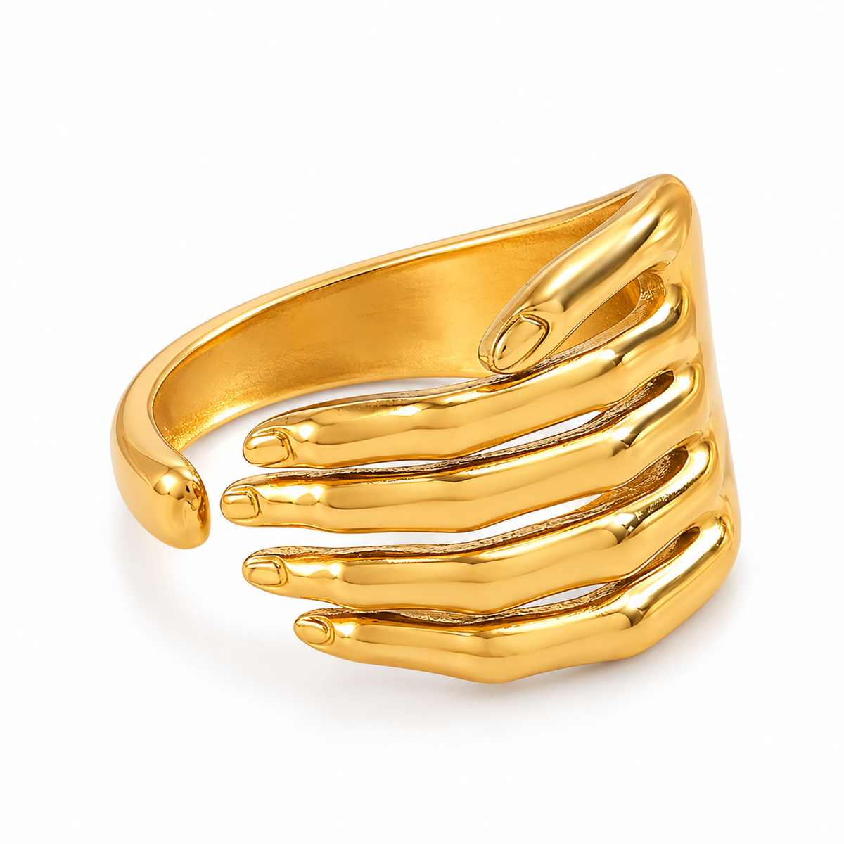 Gold Hugging Hand Ring