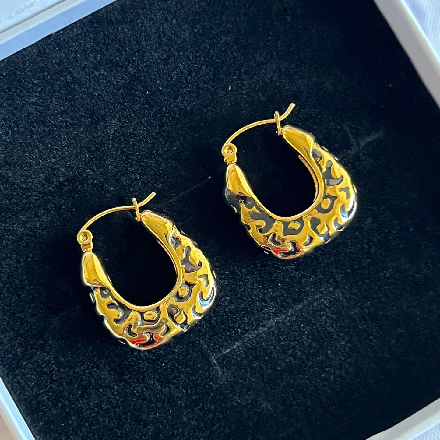 Leopard Print Chunky Hoop Earrings