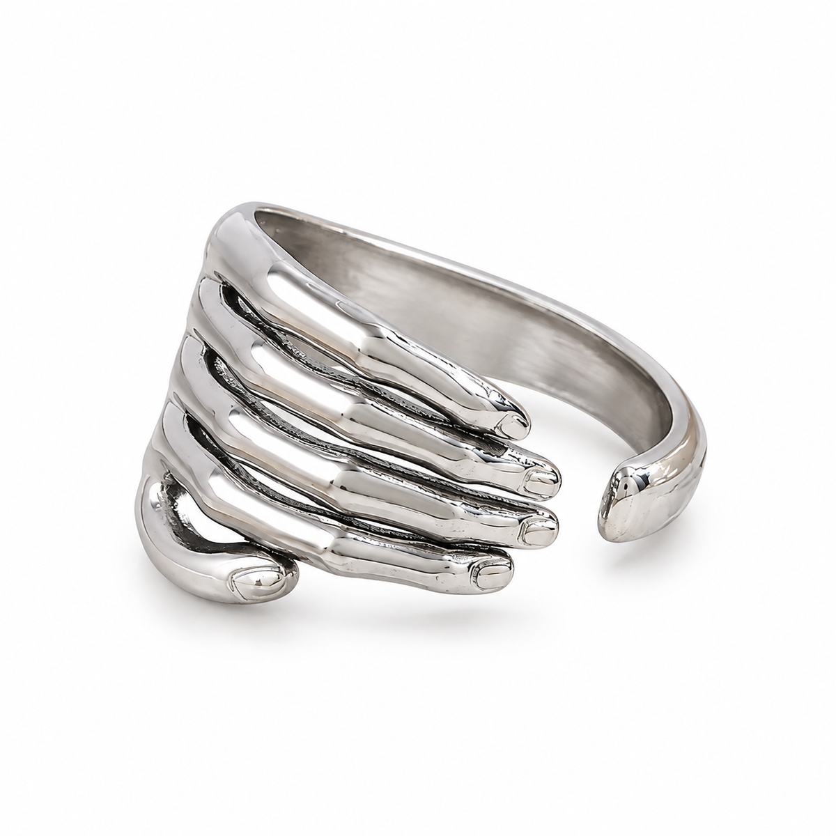 Silver Hugging Hand Ring