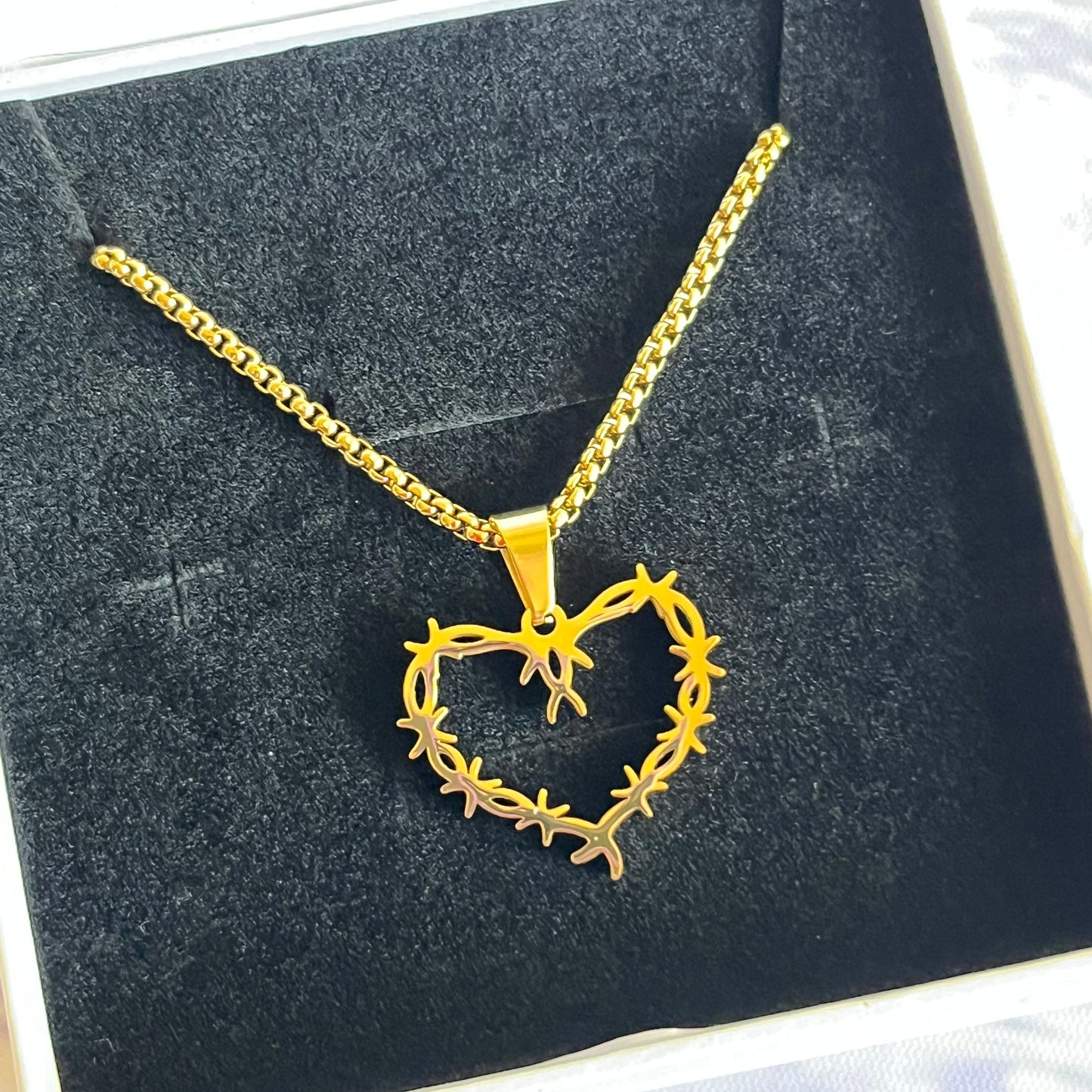 Golden Thorn Heart Necklace
