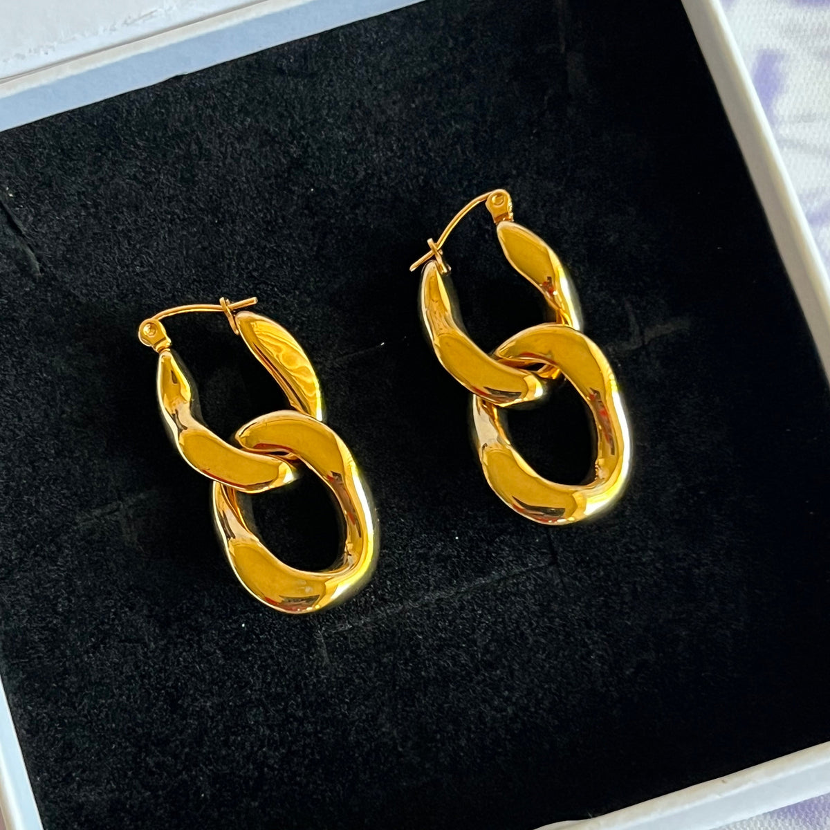 Gold Plated Chunky Chain Link Earrings