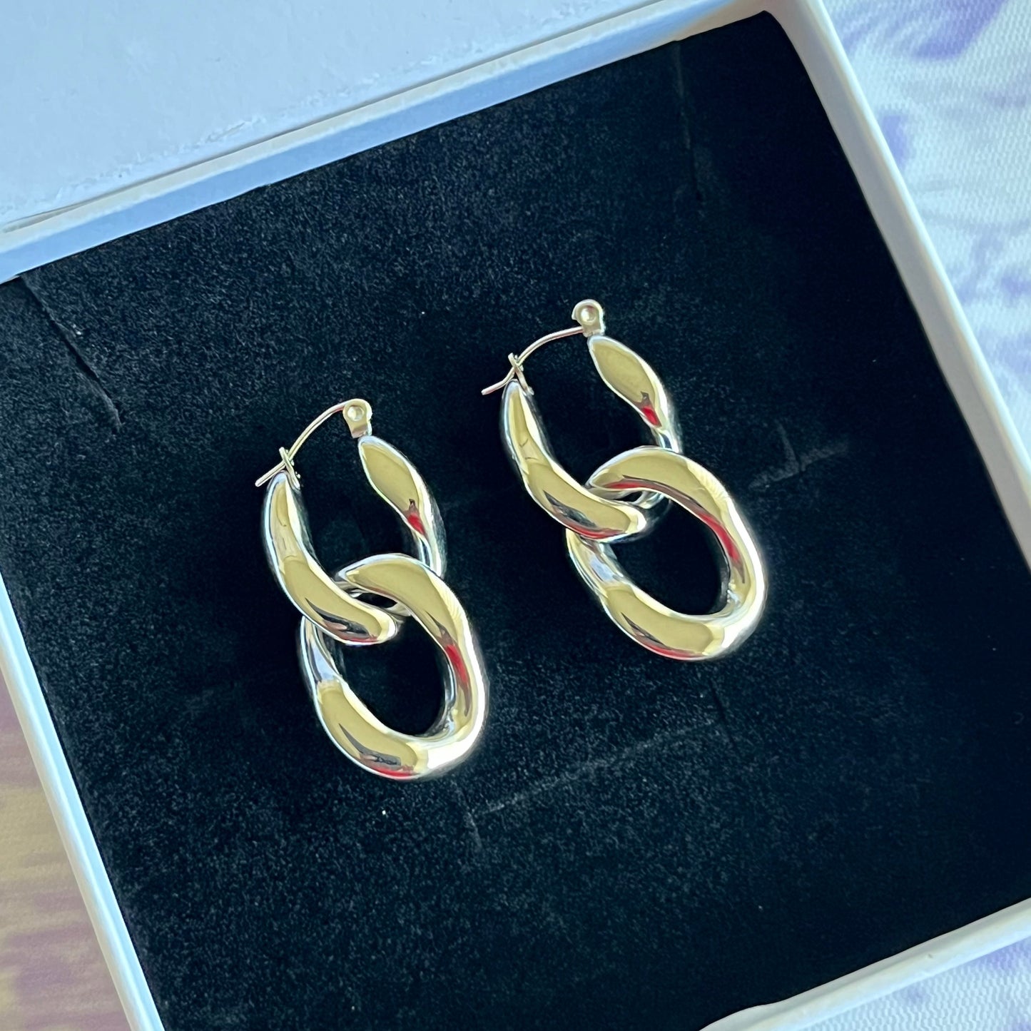 Silver Chunky Chain Link Earrings
