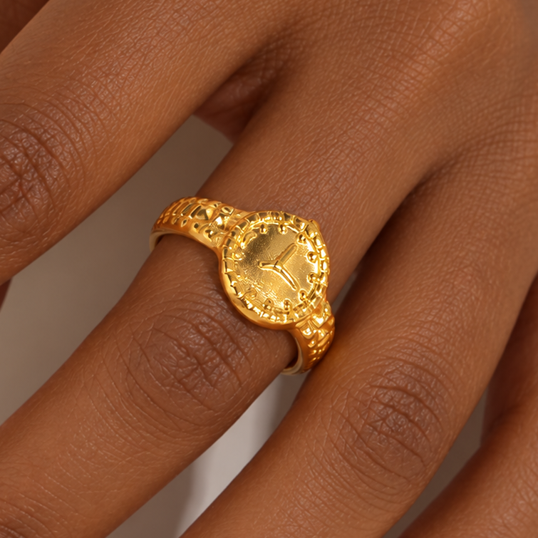 Gold Watch Face Ring