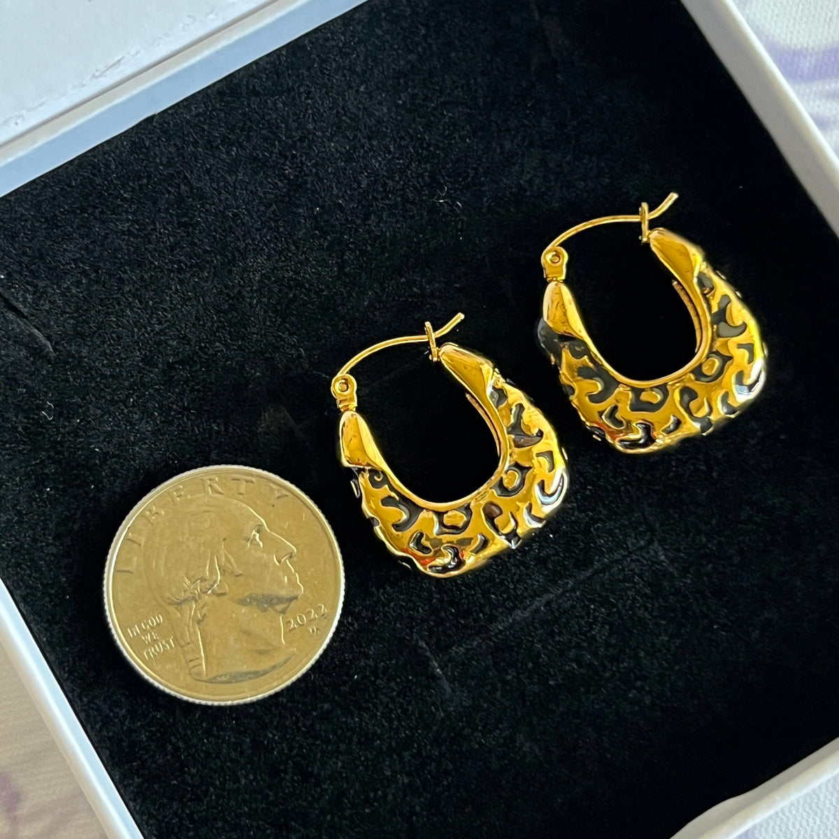 Leopard Print Chunky Hoop Earrings