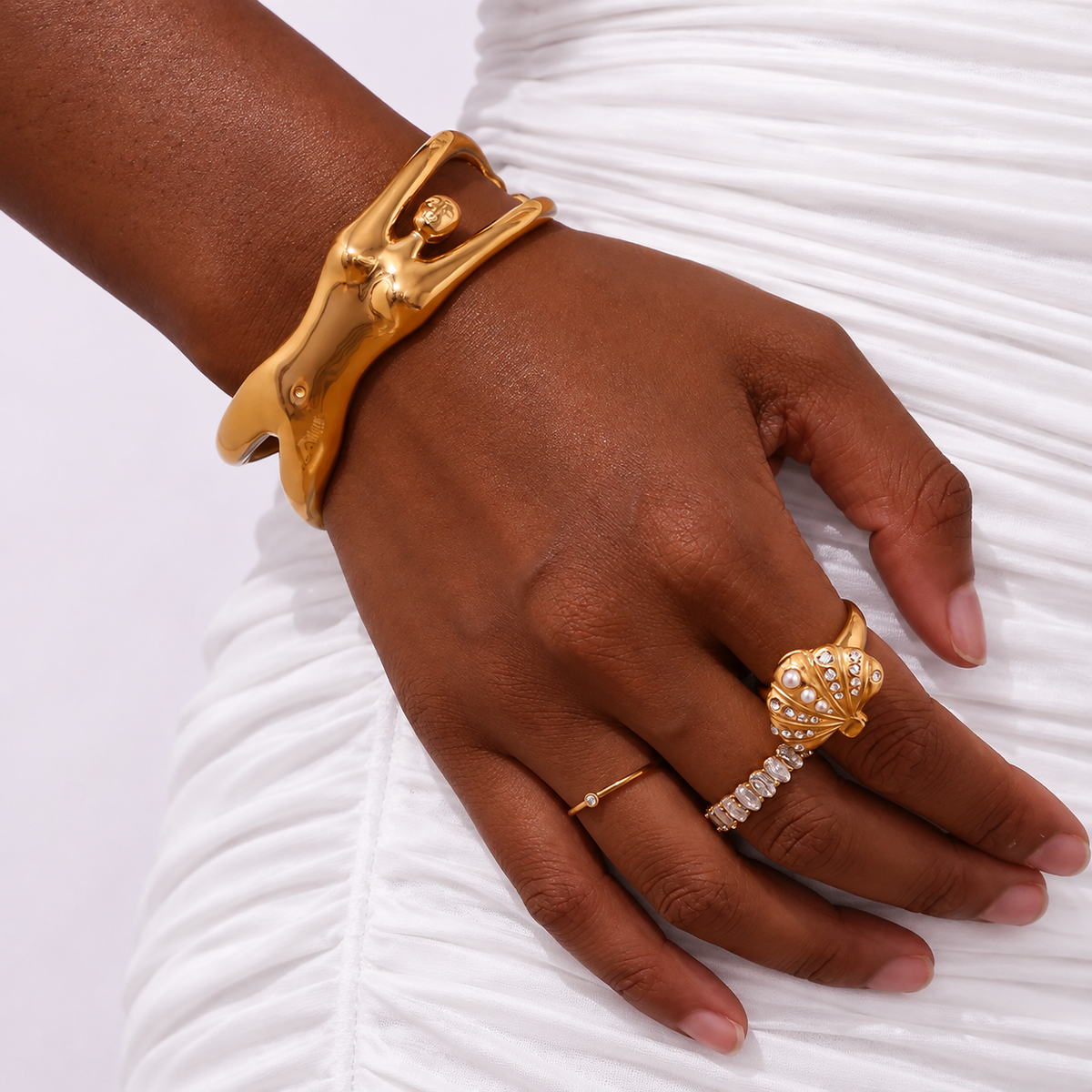 Golden Goddess Sculptural Cuff Bracelet