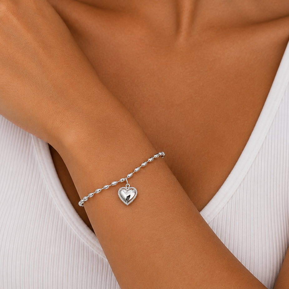 Puffy Heart Charm Bracelet