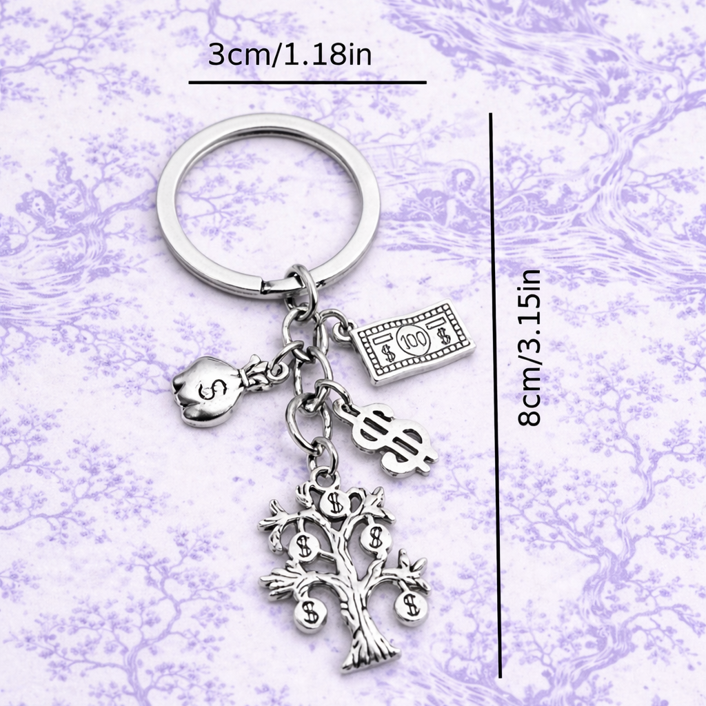 Silver Money Tree Keychain Charm