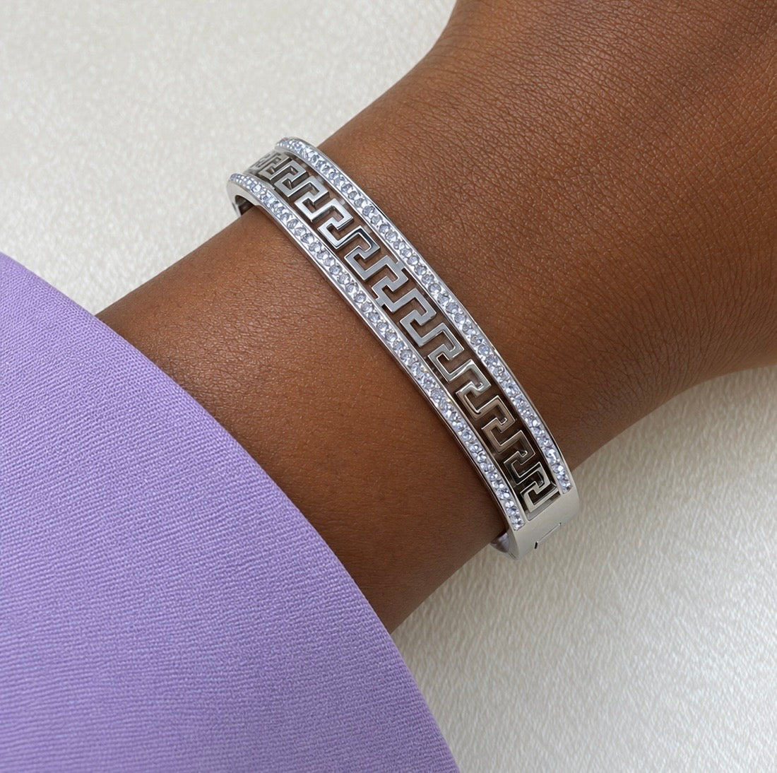 Silver Greek Key Bangle