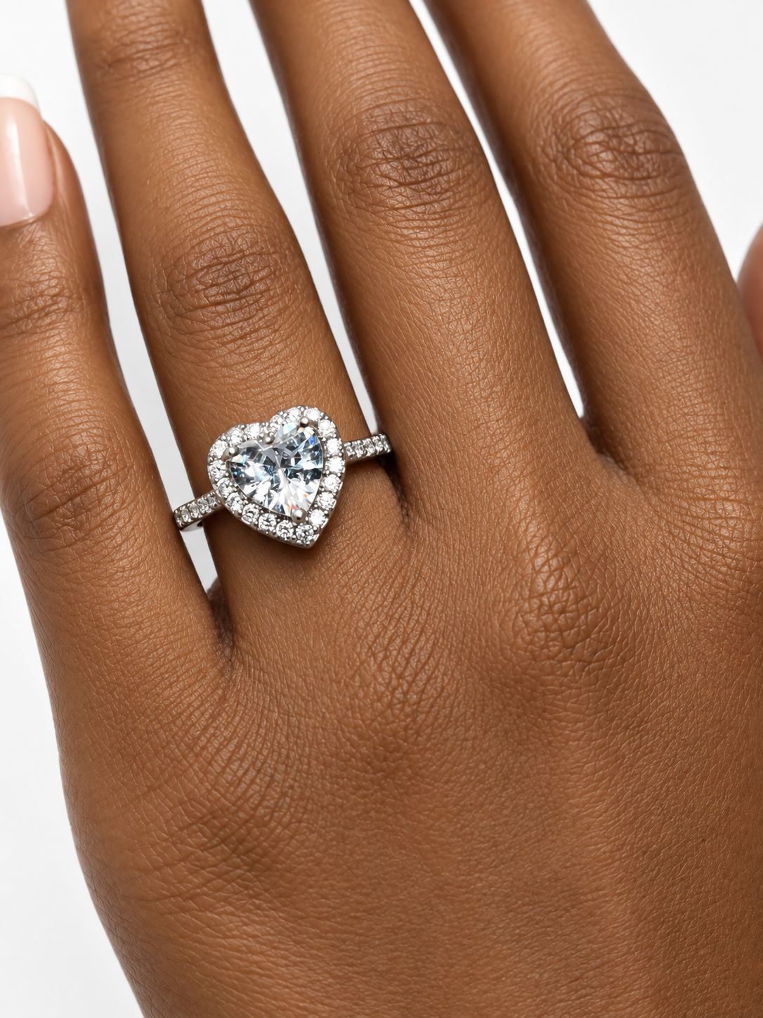 Silver Heart Halo Statement Ring