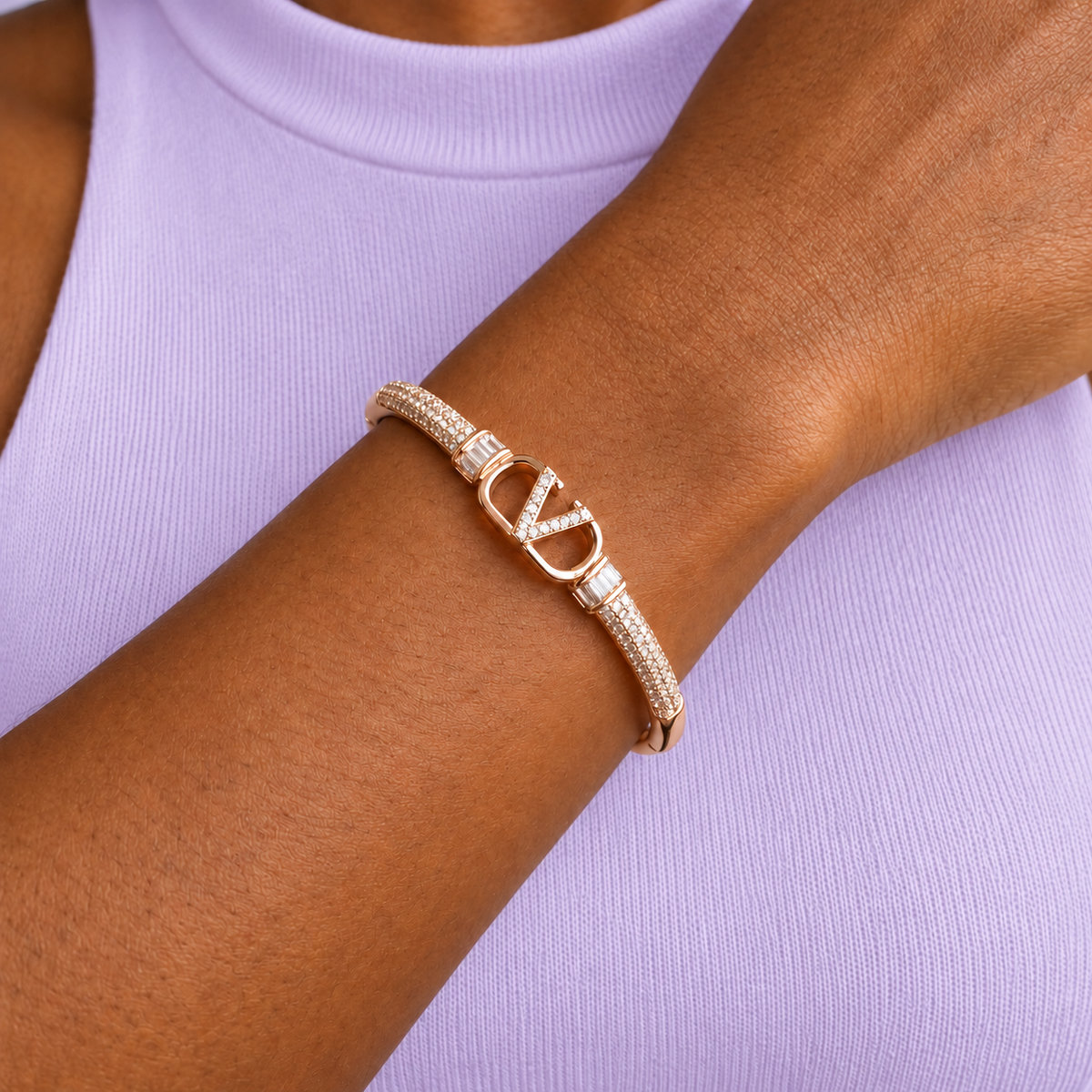 Gold V Bangle Bracelet