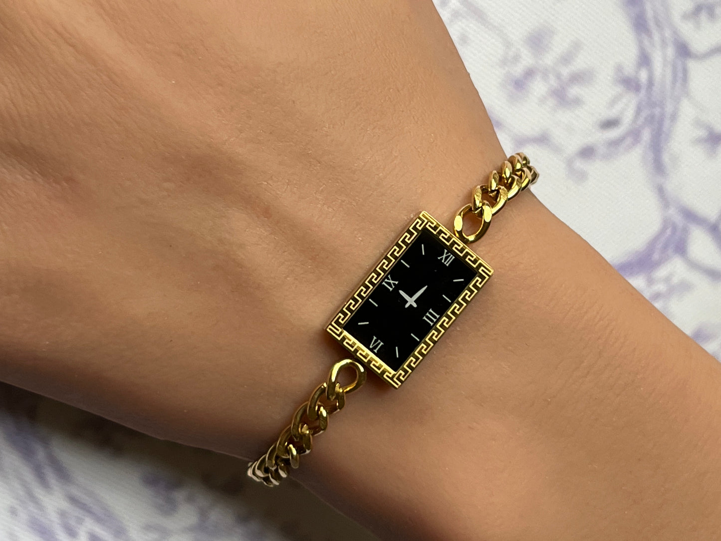 Gold Watch Inspired Greek Key Bracelet