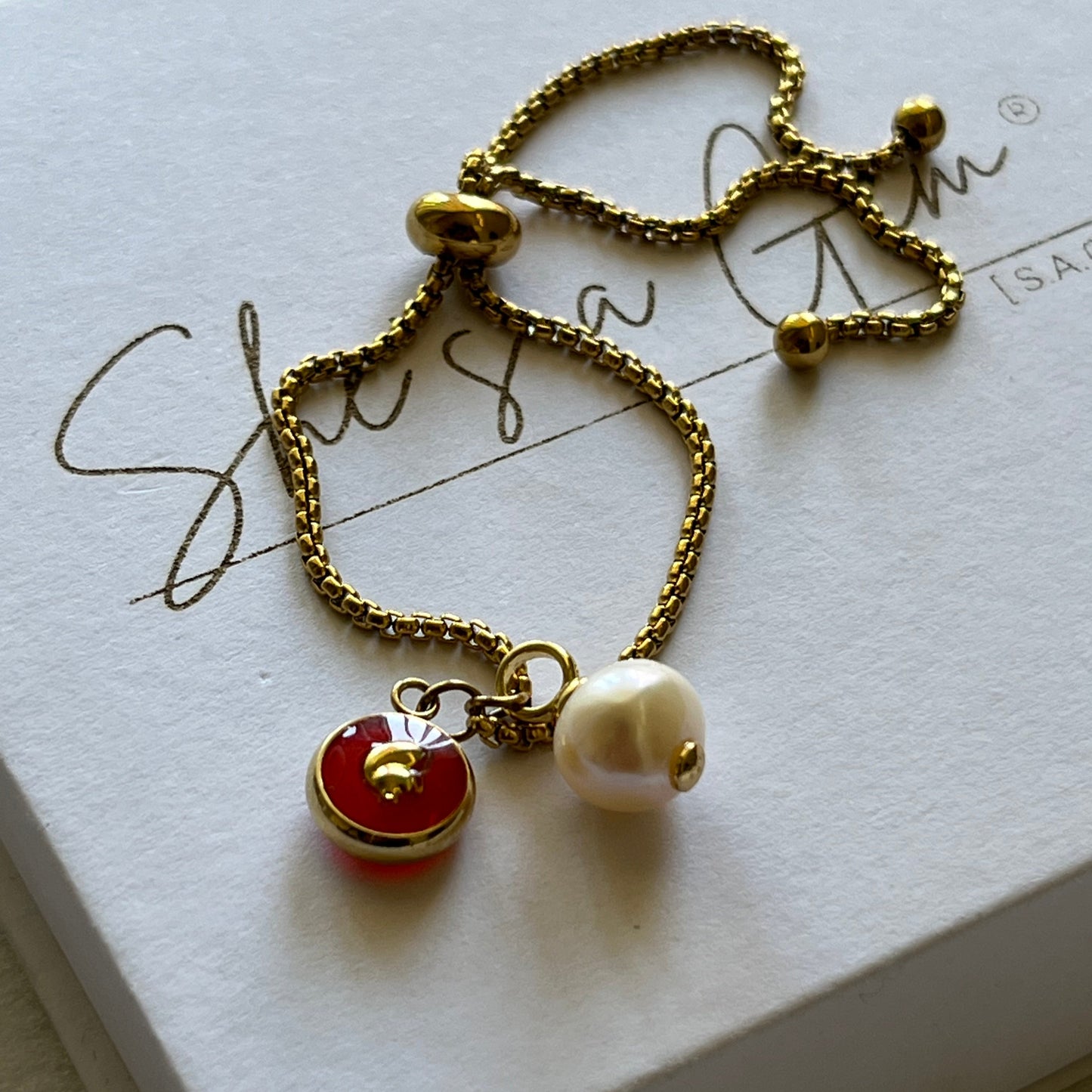 Ember Pearl Charm Bracelet