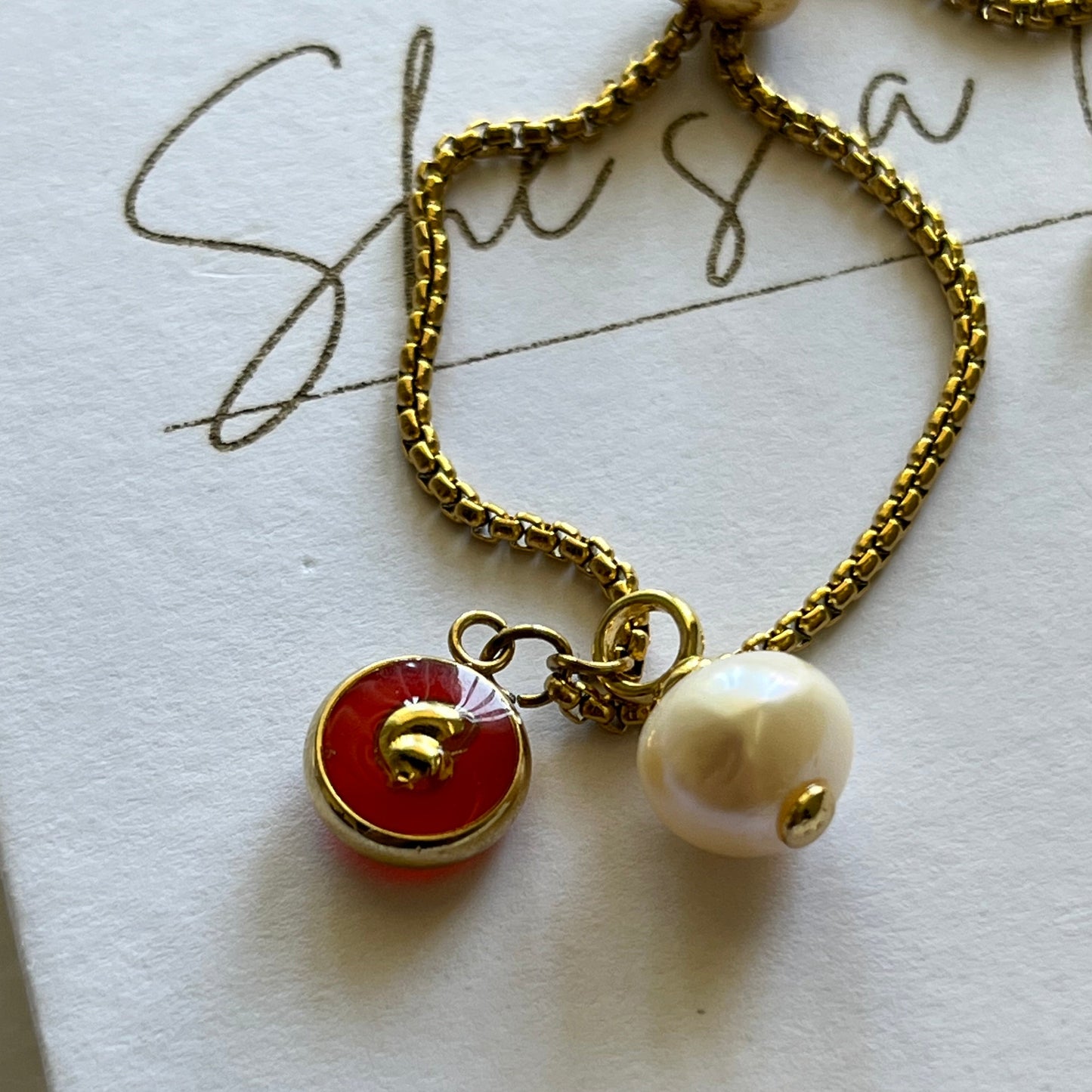Ember Pearl Charm Bracelet