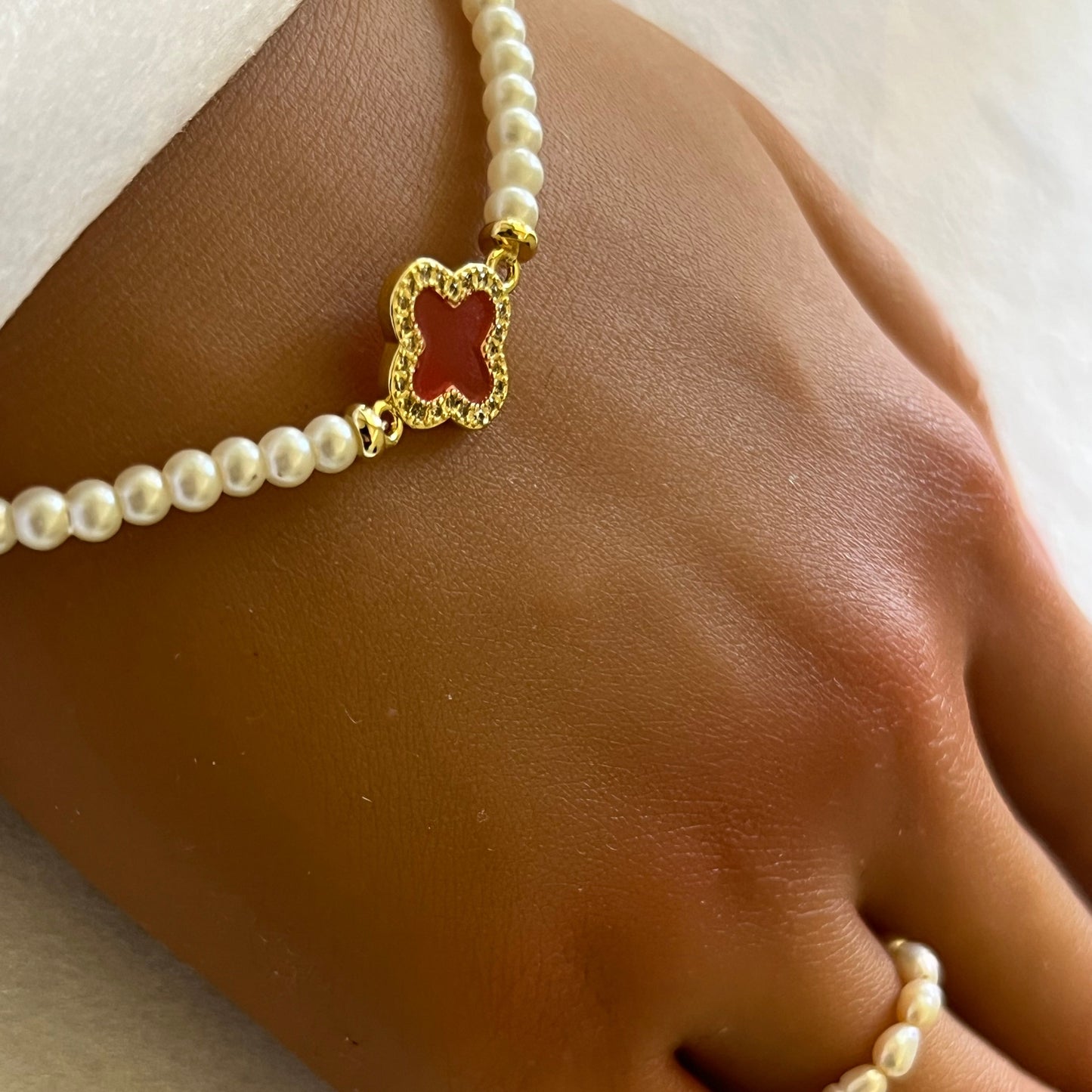 Four Leaf Pearl Bracelet