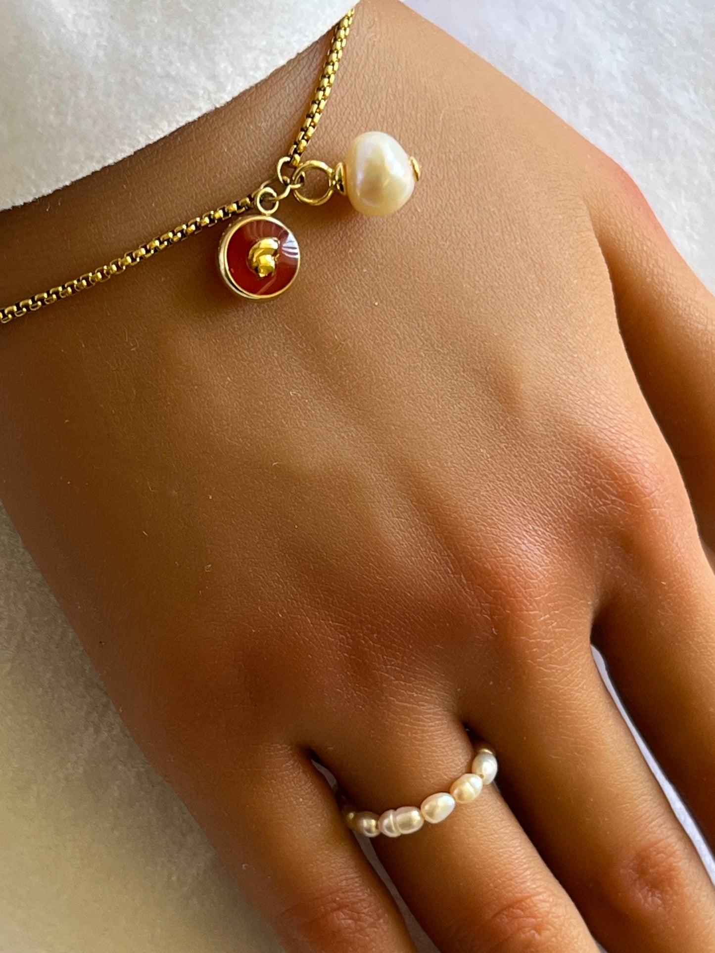 Ember Pearl Charm Bracelet