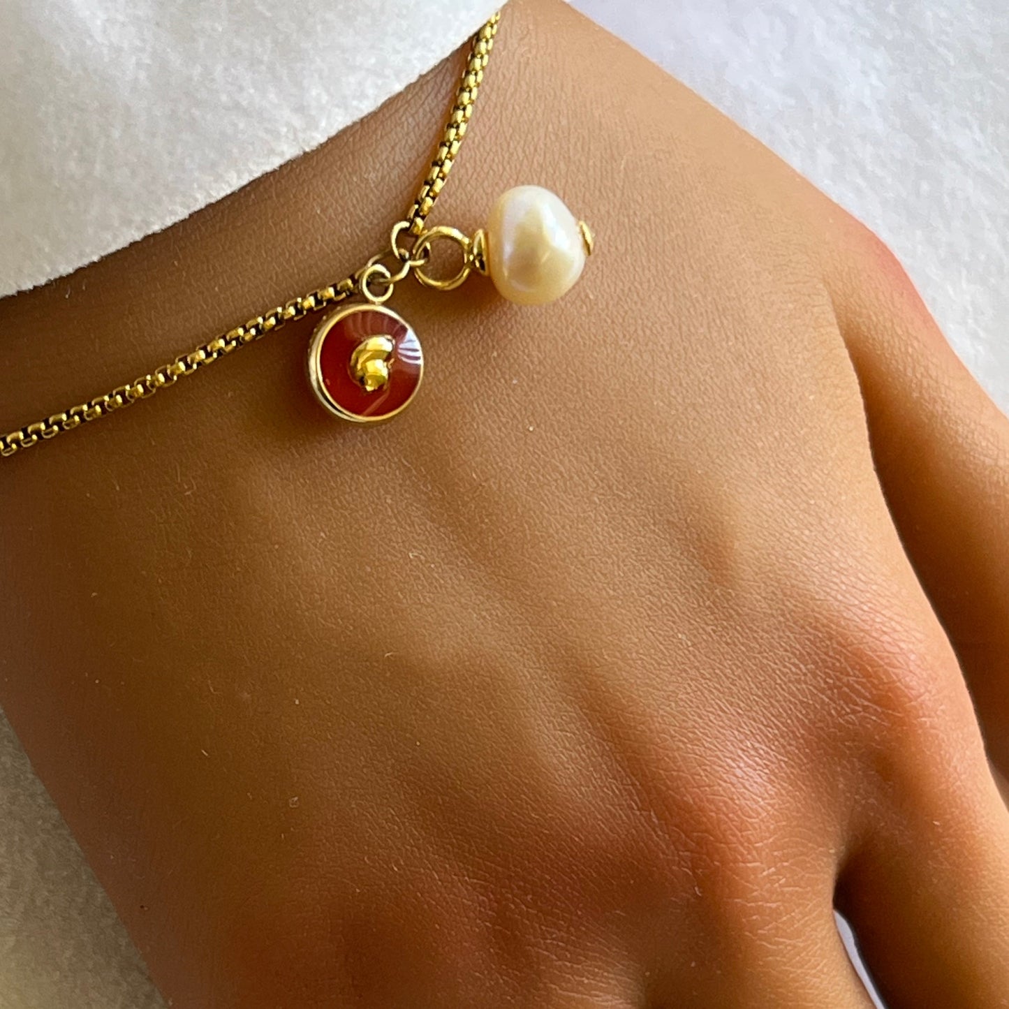 Ember Pearl Charm Bracelet
