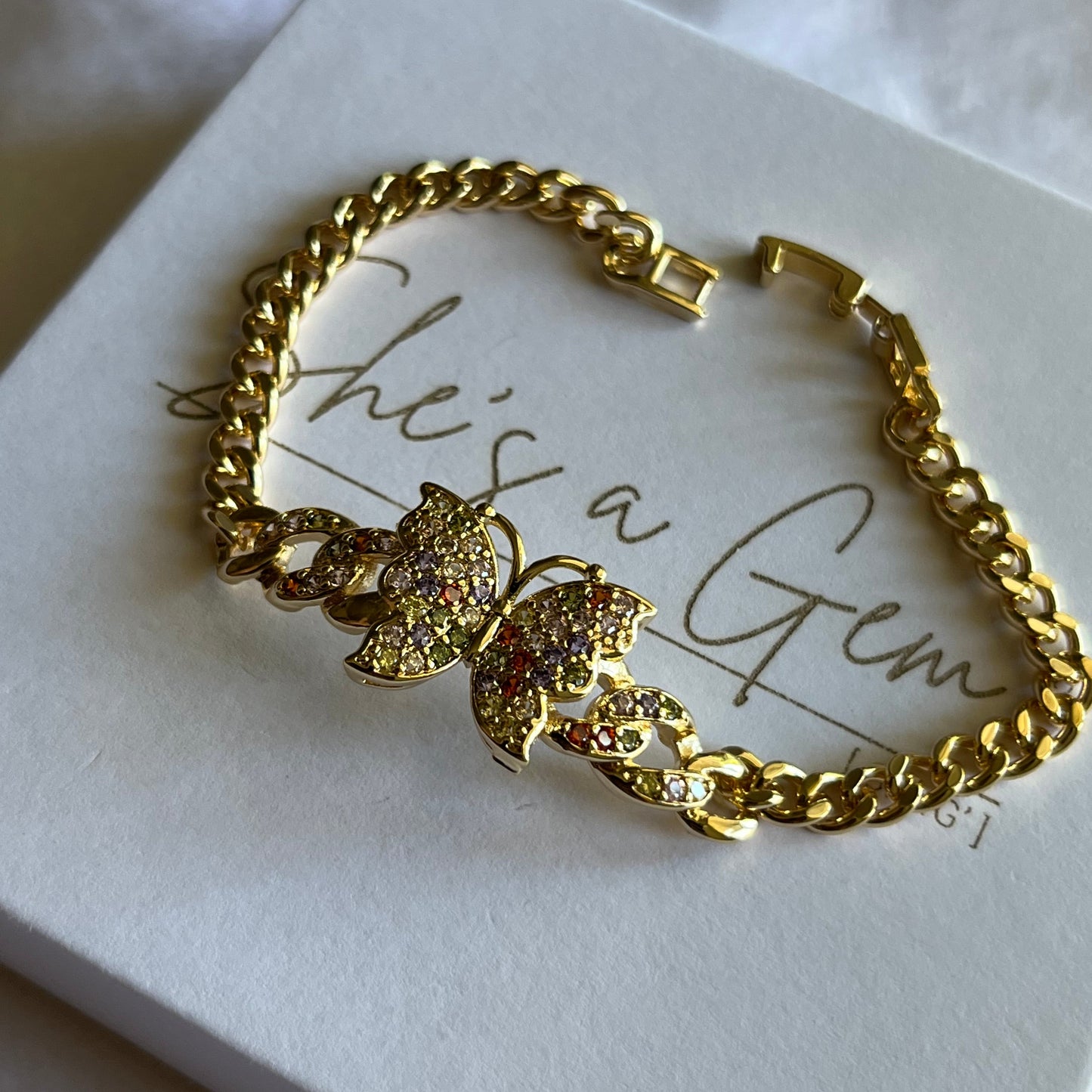 Rainbow Butterfly Gem Bracelet