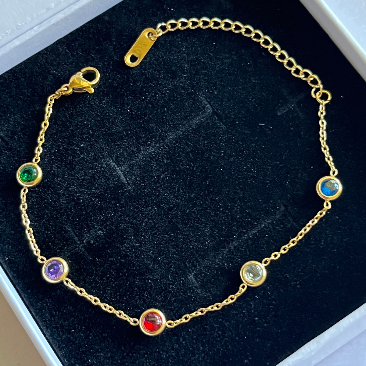 Gold Multicolor Gem Bracelet