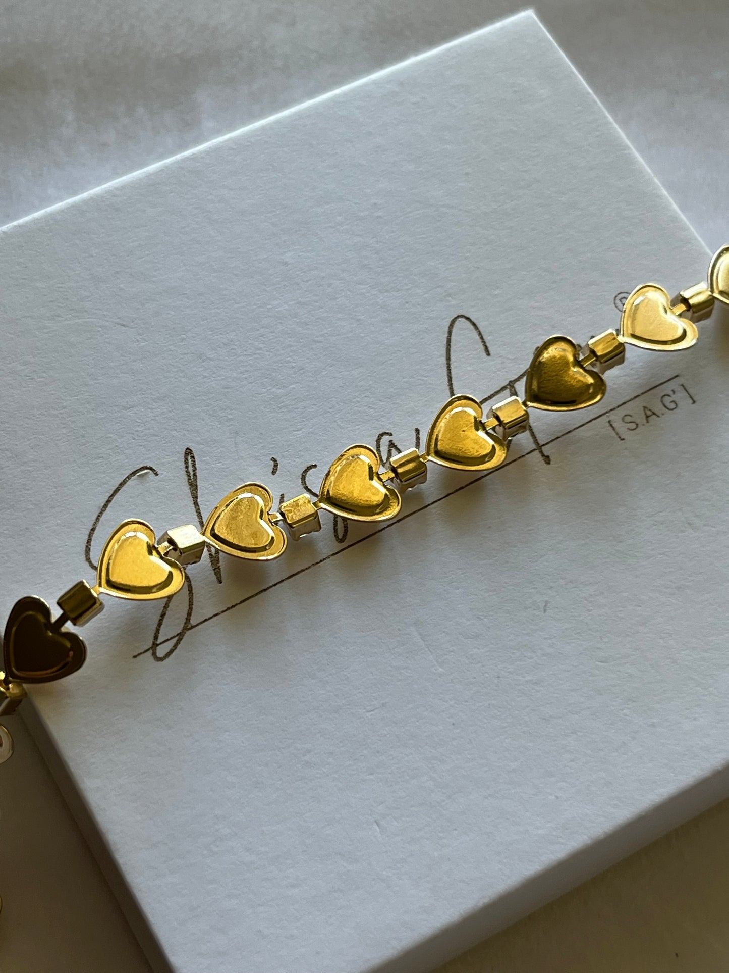 Gold Filled Imitation Pearl Heart Bracelet