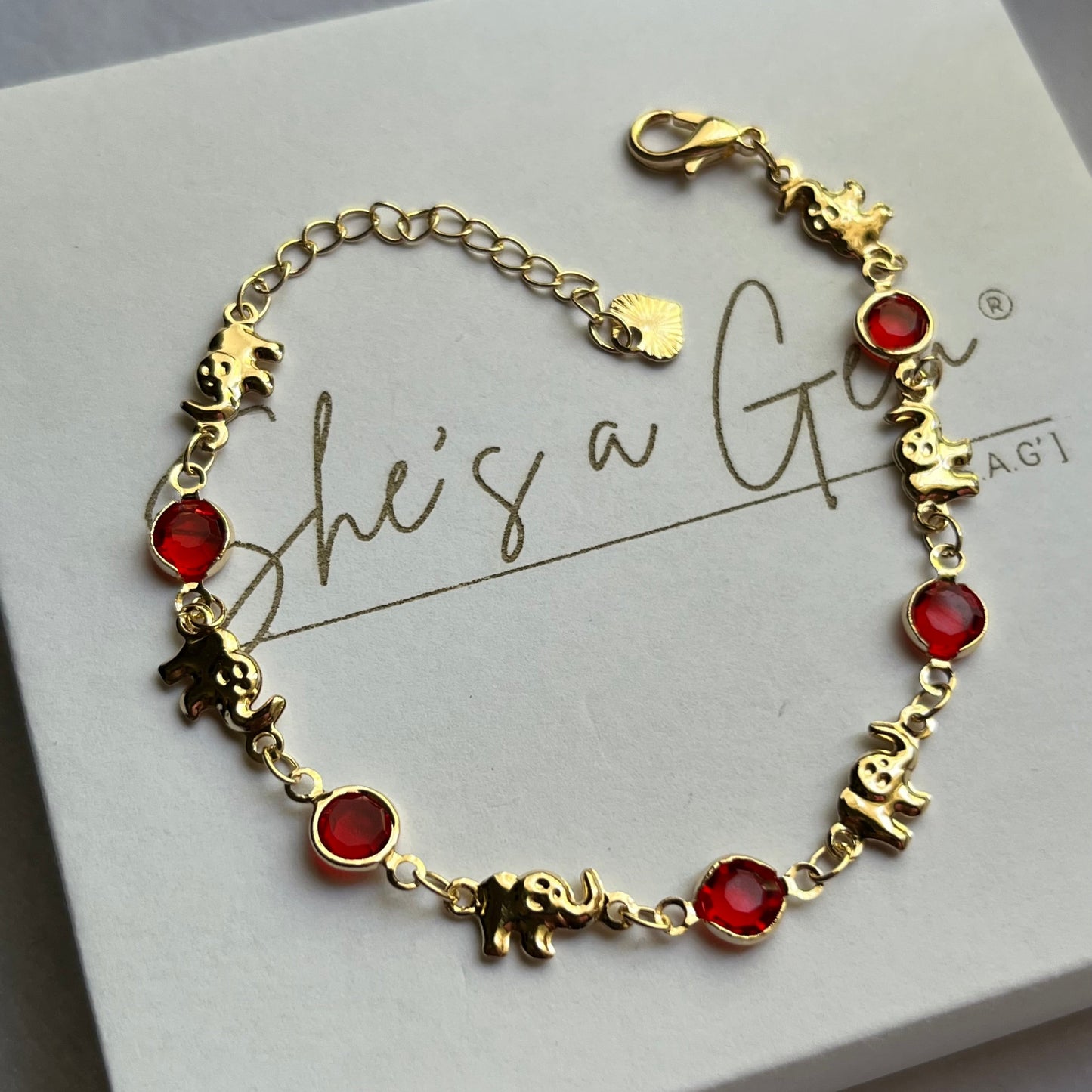 Royal Ruby Elephant Bracelet