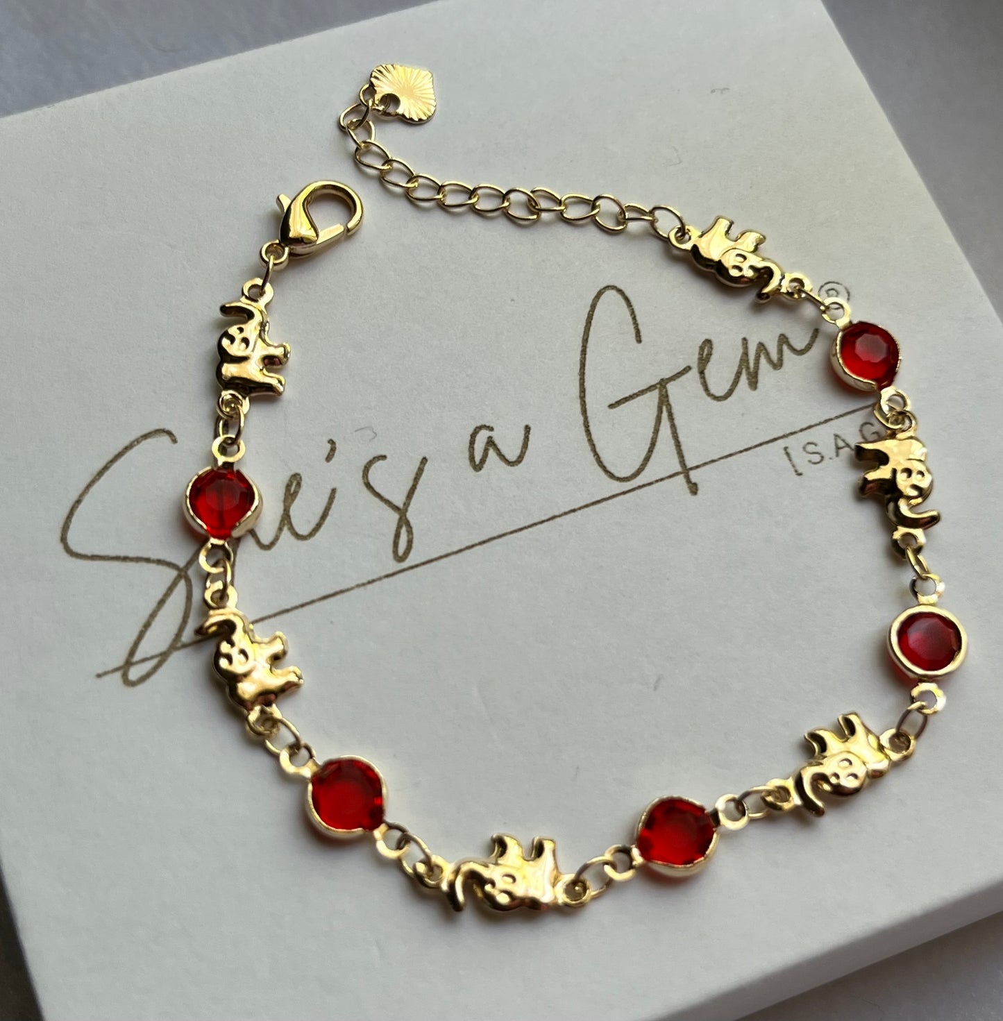 Royal Ruby Elephant Bracelet