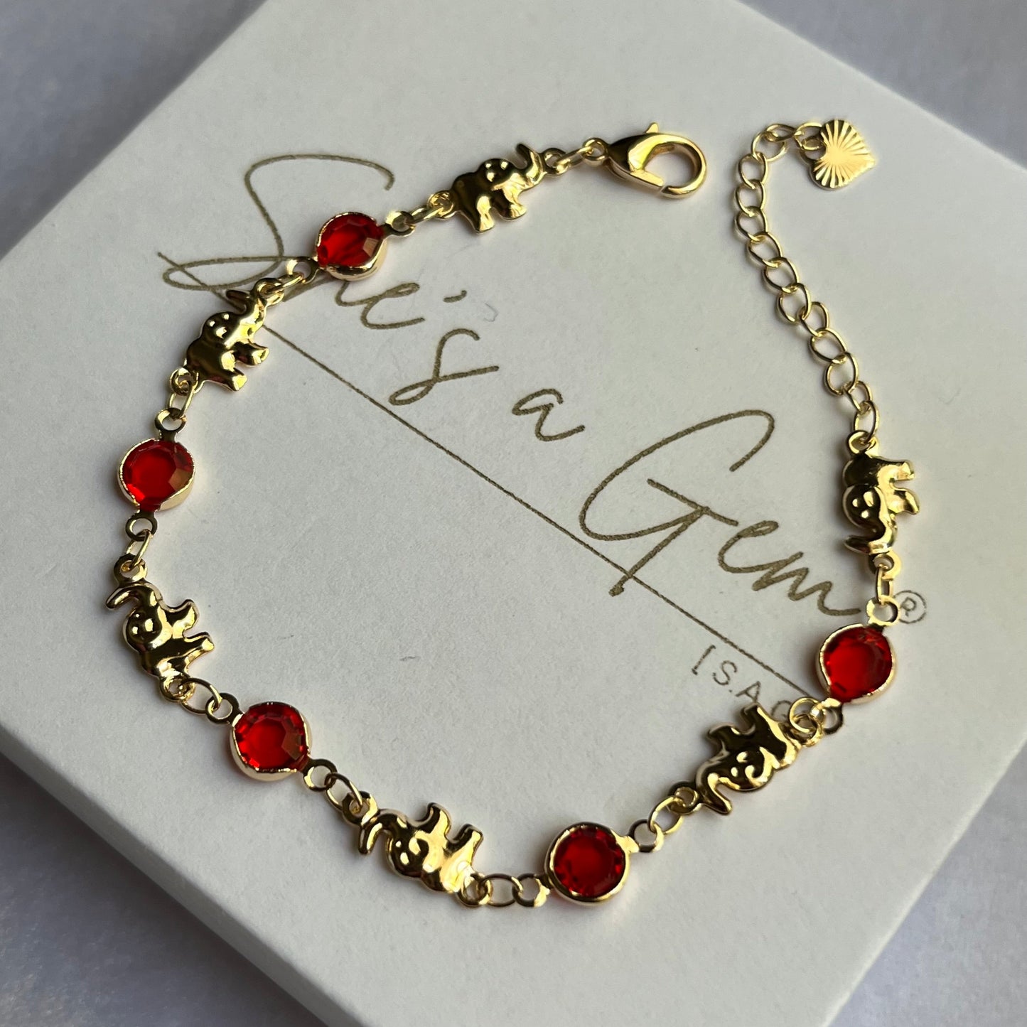 Royal Ruby Elephant Bracelet