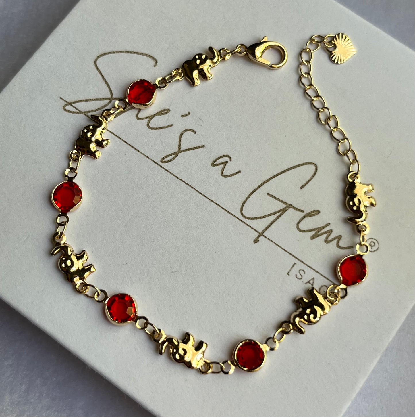 Royal Ruby Elephant Bracelet
