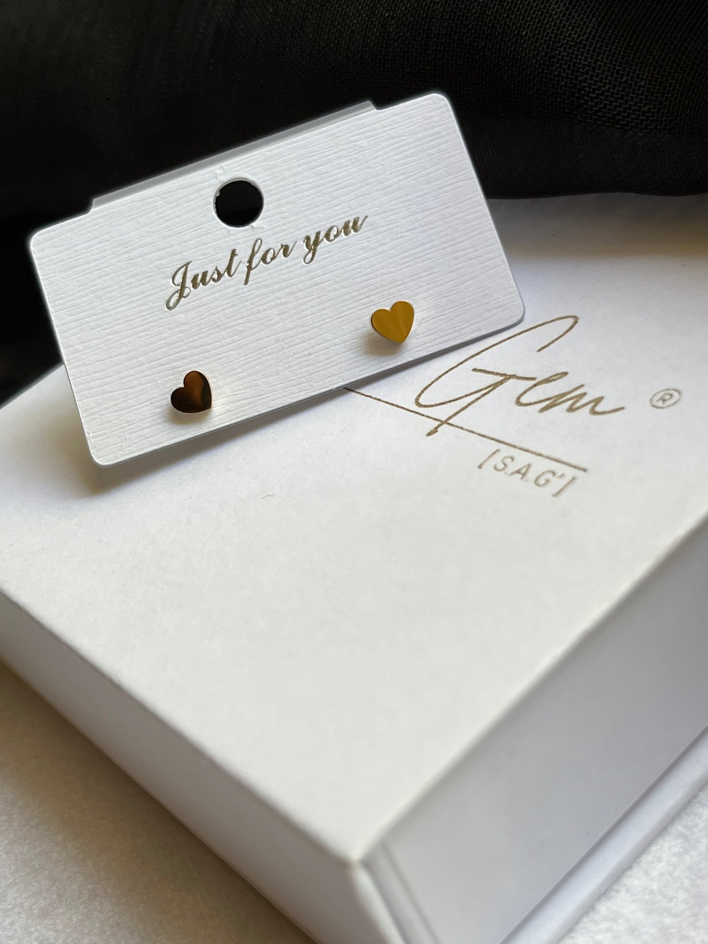 Gold Heart Stud Earrings