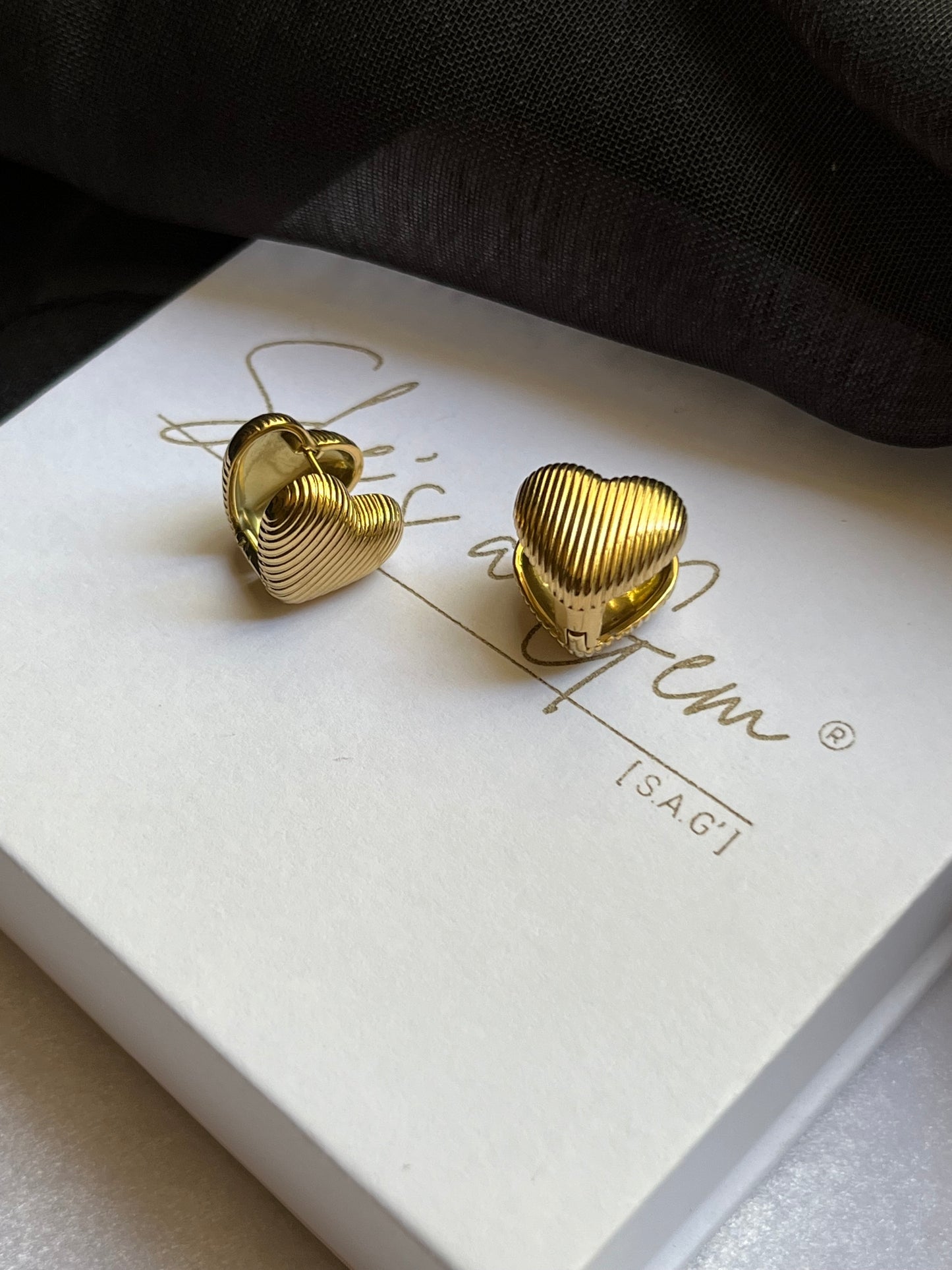 18k Gold PVD Stainless Steel Heart Earrings