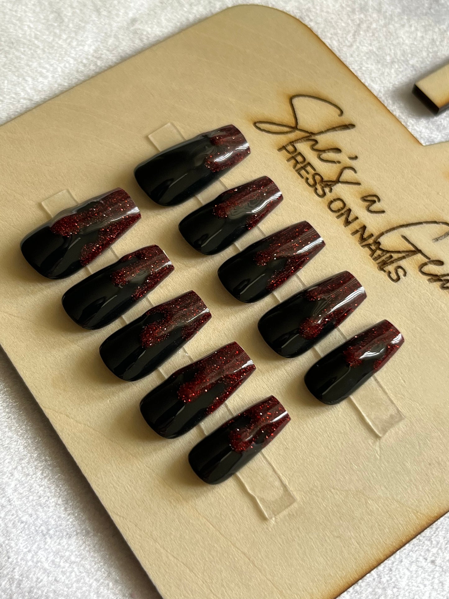 Midnight Ember Press on Nails
