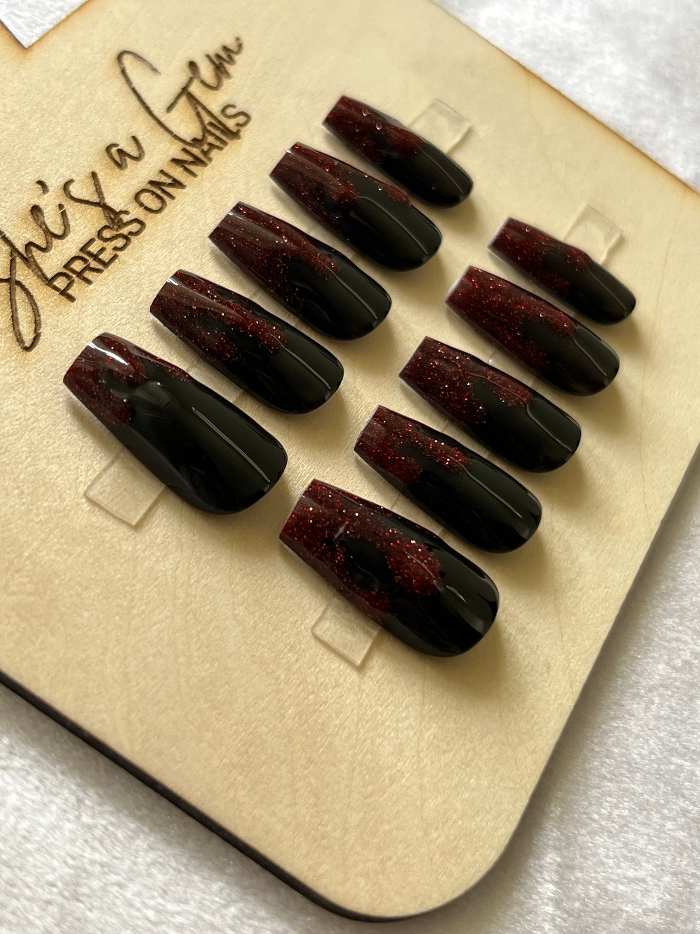 Midnight Ember Press on Nails