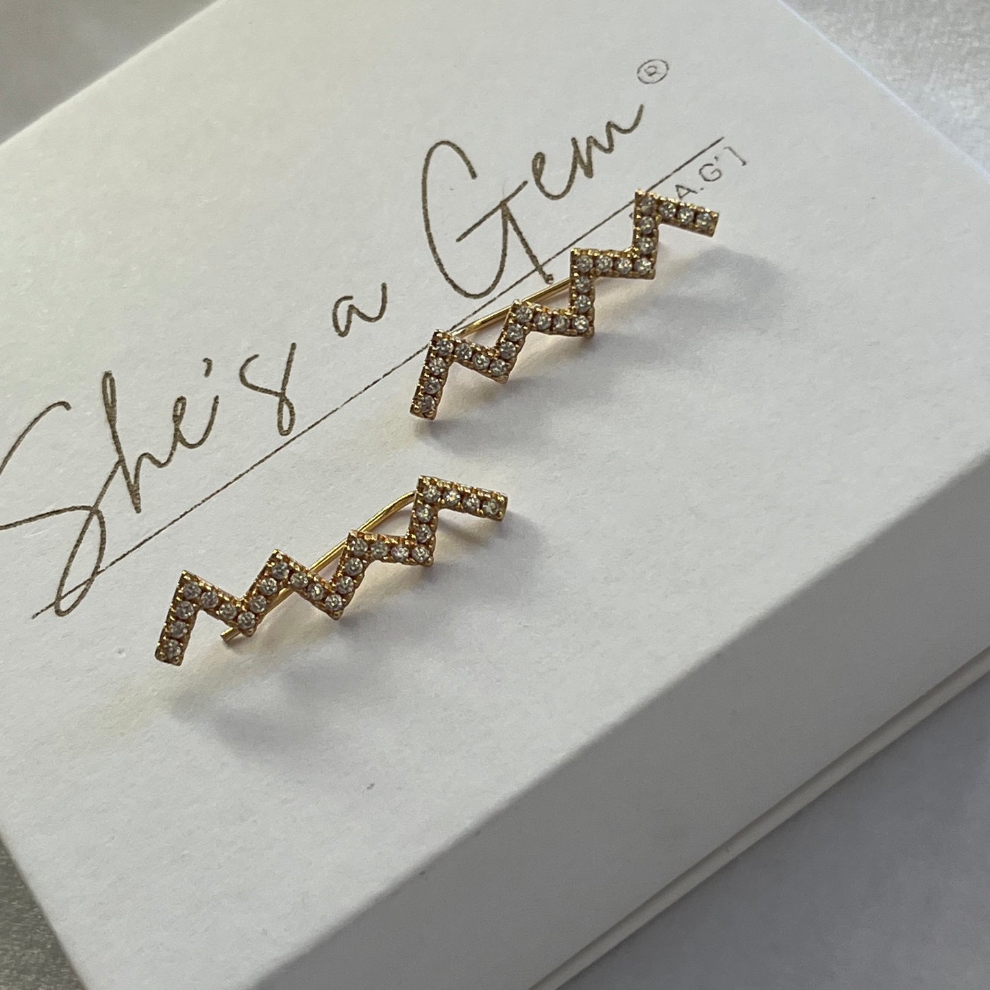 Gold Filled Thunderbolt Ear Climber Earrings