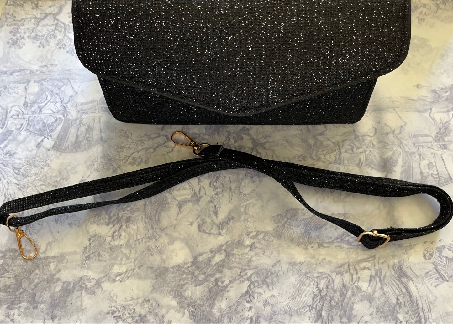 Black Glitter Evening Bag