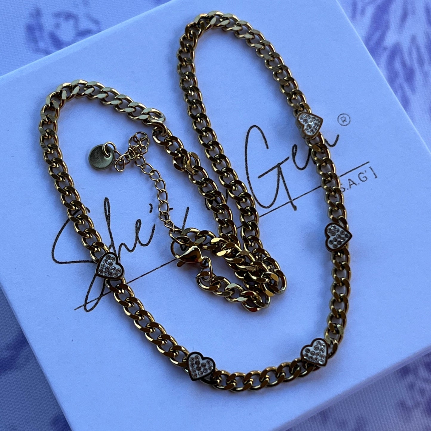 18K Gold Plated Stainless Steel Hearts Necklace