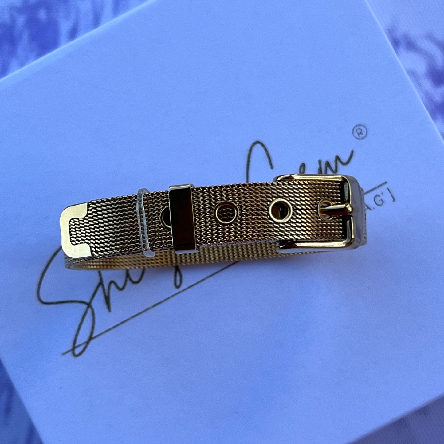Gold Mesh Belt Buckle Bracelet