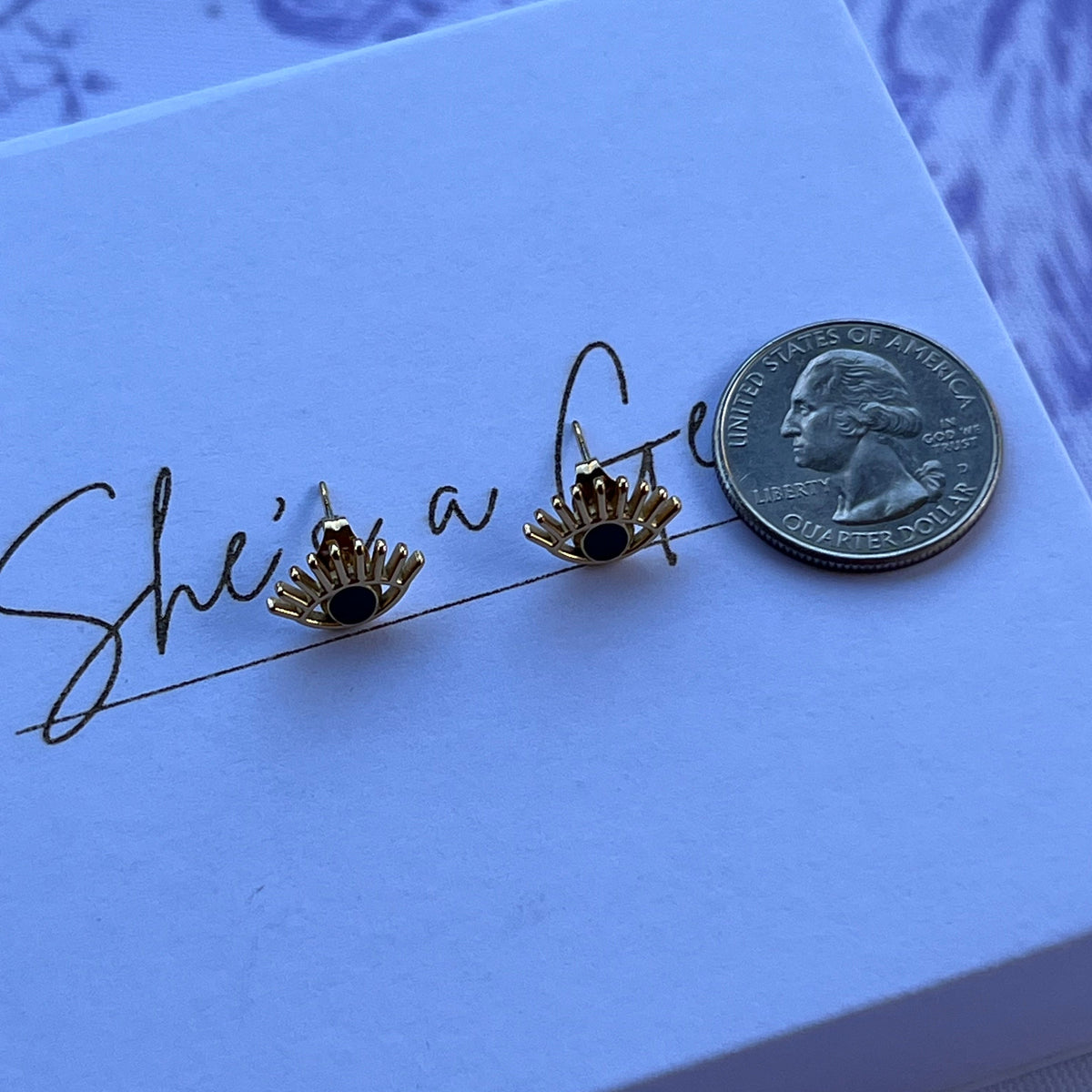 Gold Evil Eye Stud Earrings