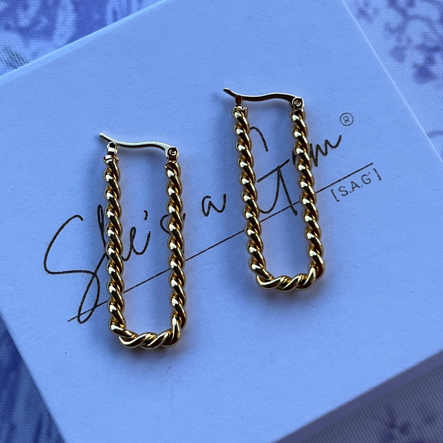 Gold Plated Stainless Steel Twist Earrings