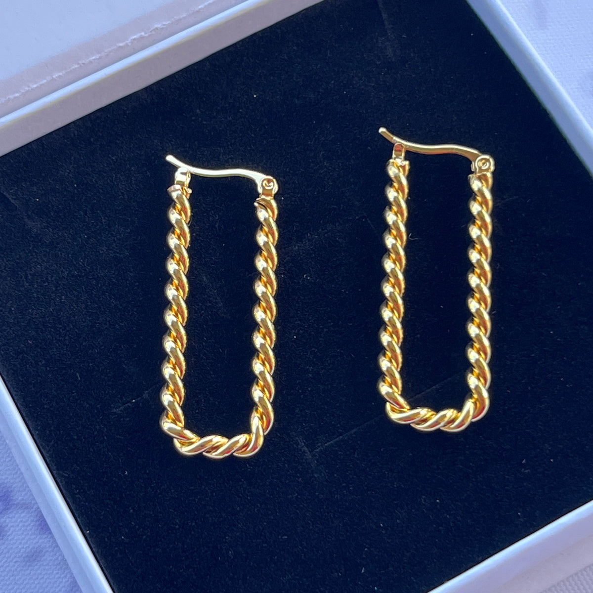 Gold Twisted Rope Hoop Earrings