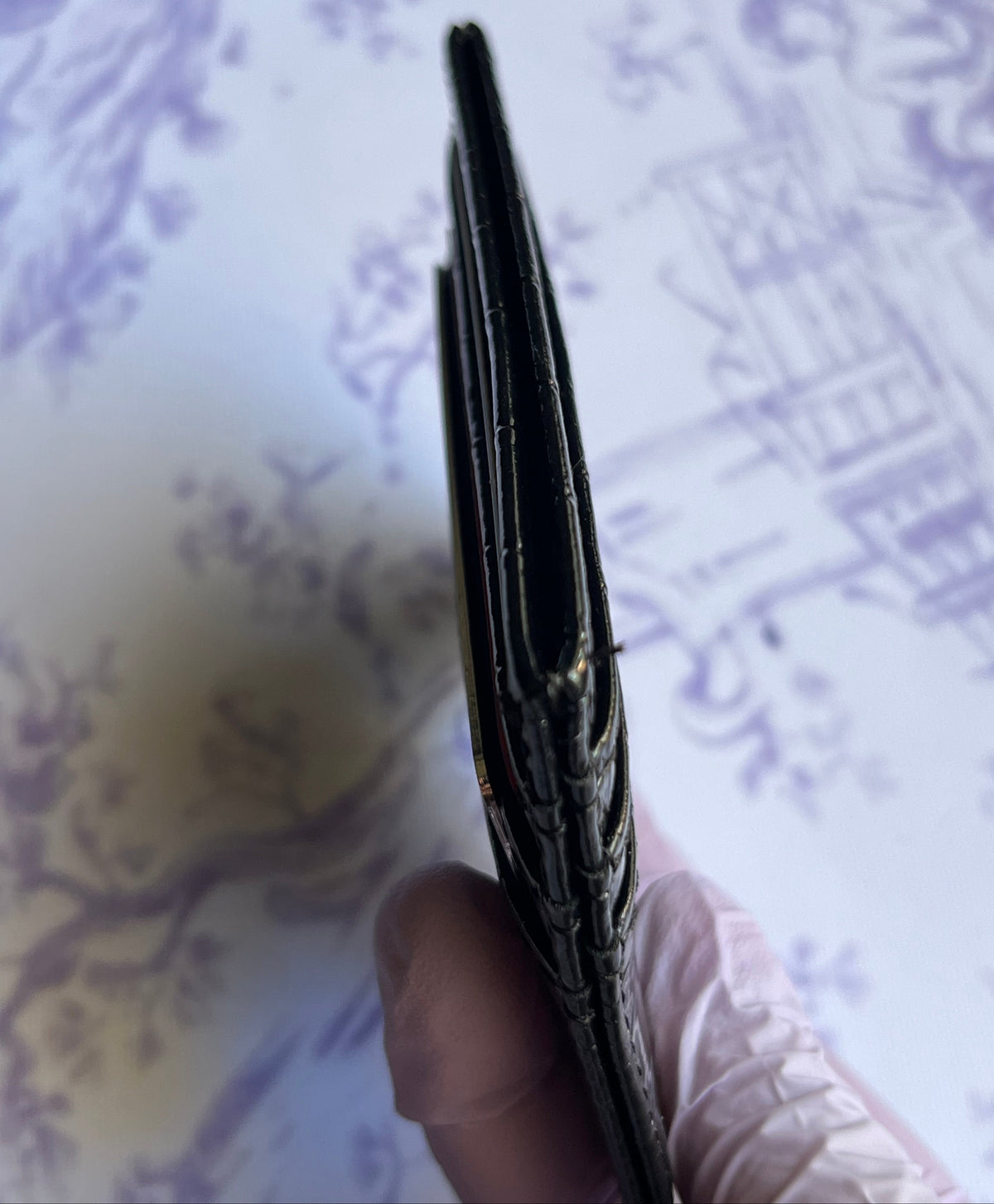 Black Faux Croc Double Sided Card Holder
