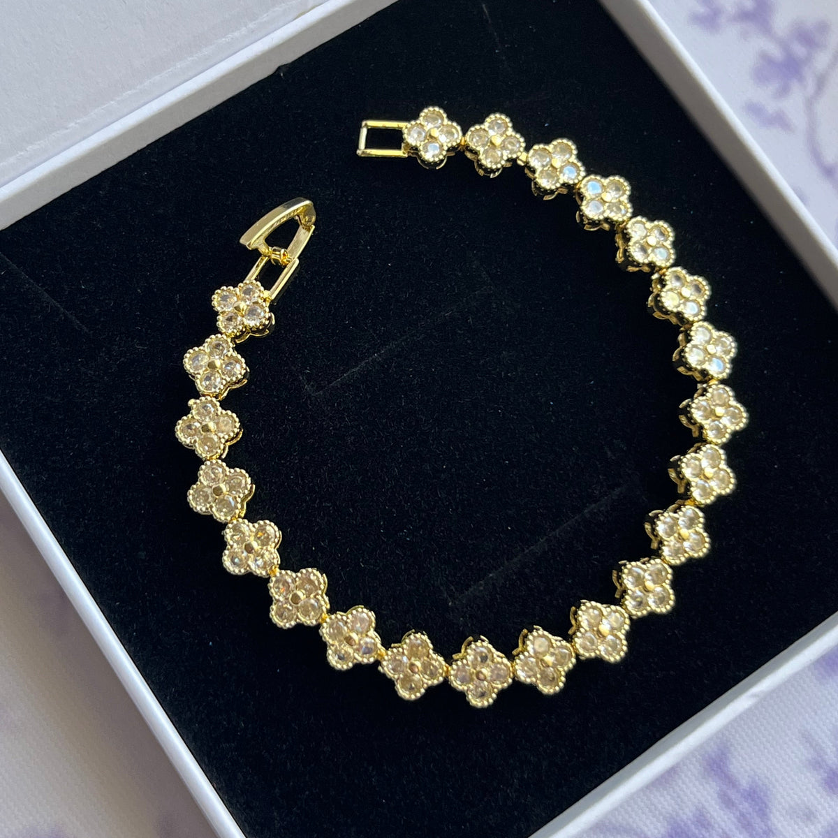 Gold Clover Tennis Bracelet