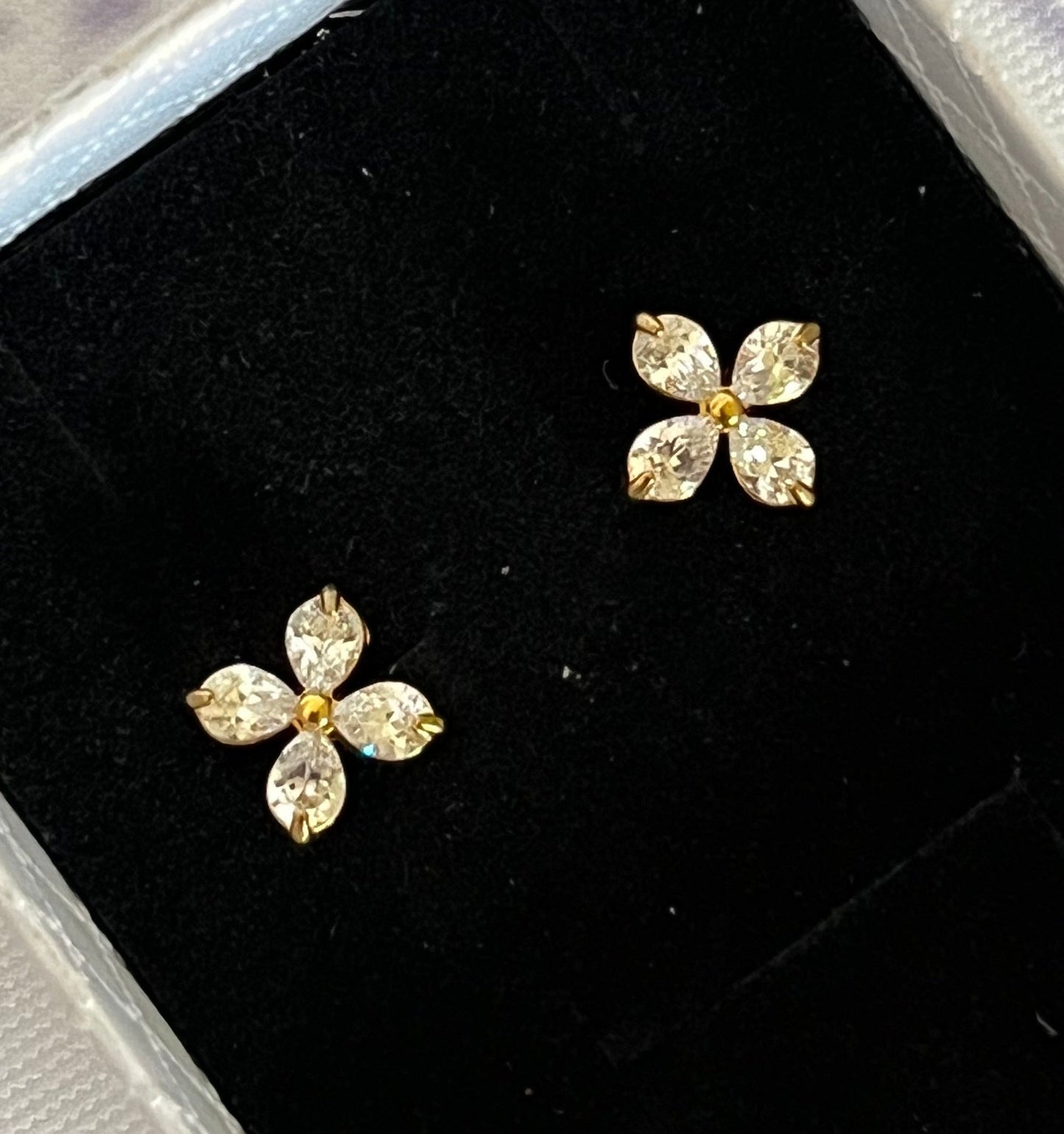 Gold Plated Stainless Steel Bloom Floral Stud Earrings