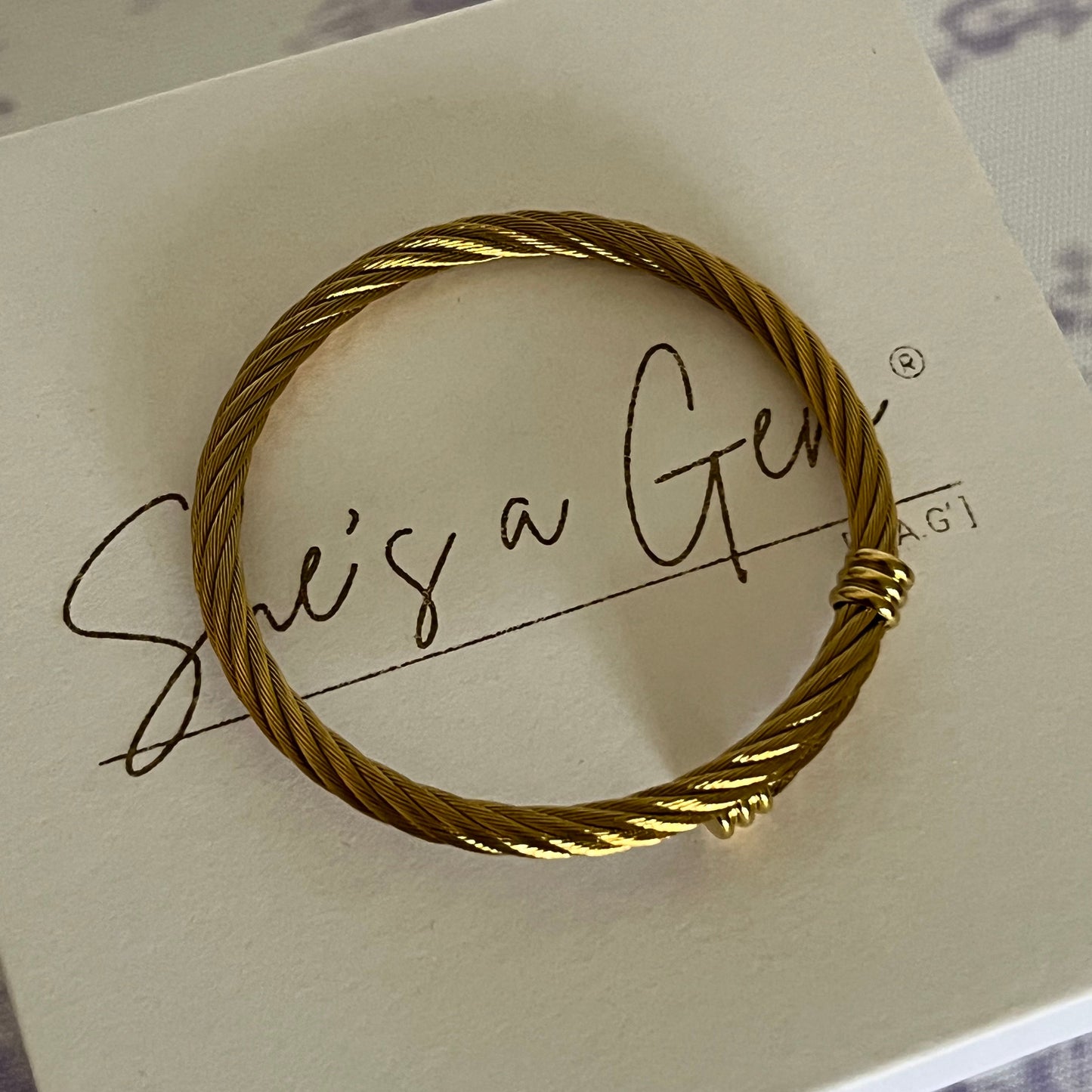 Gold Plated Stainless Steel Luxe Twist Cable Cuff Bracelet