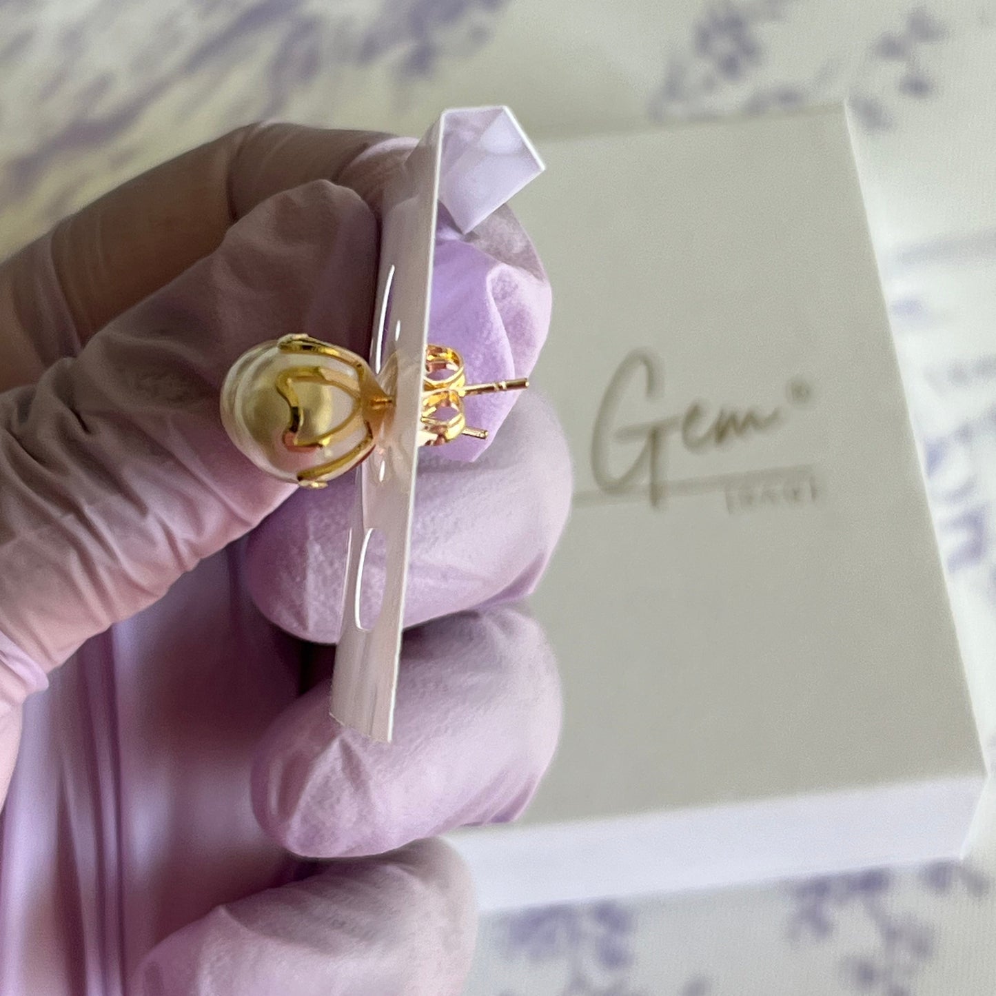Gold Filled Heart Imitation Pearl Stud Earrings