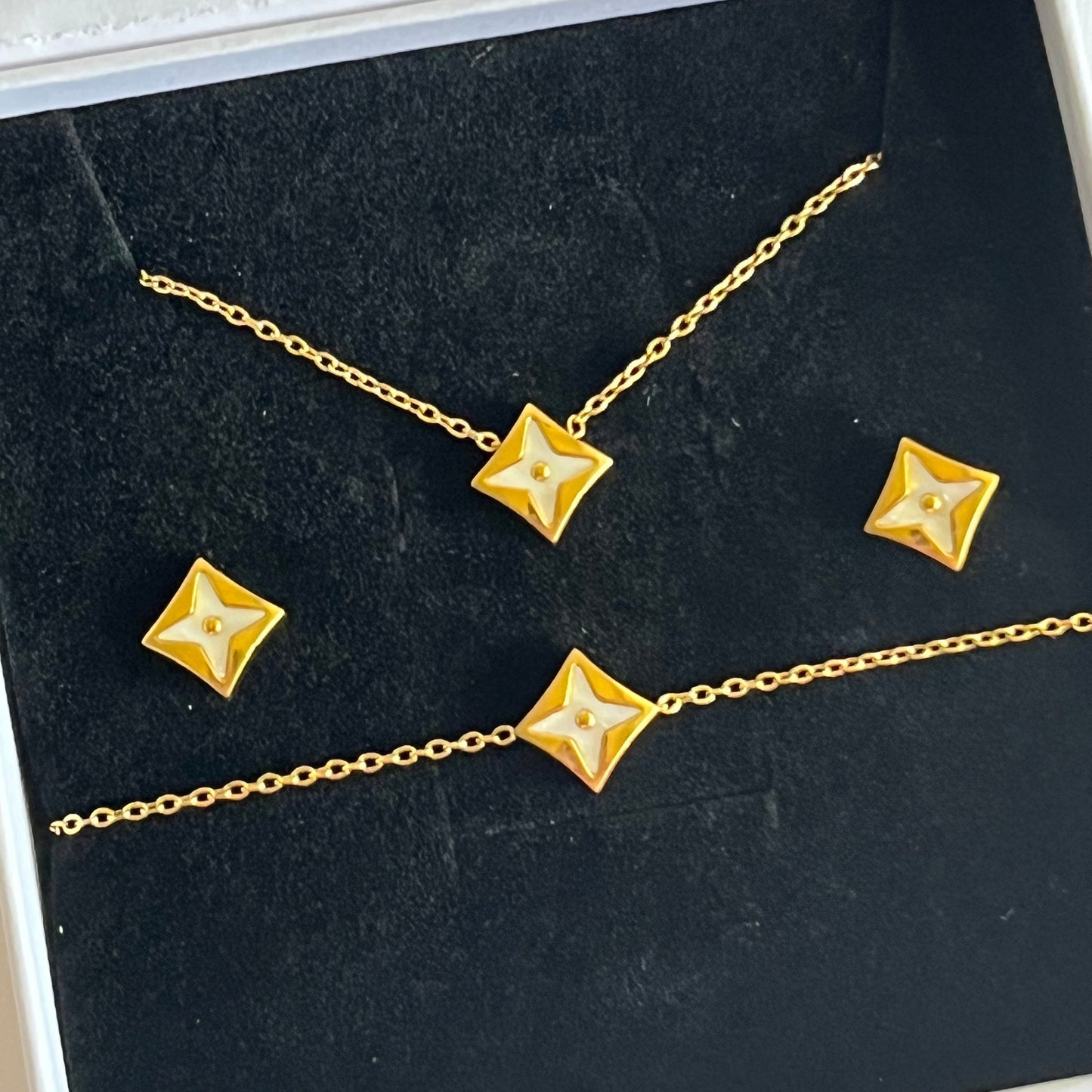 Star Luxe 3 Piece Set- Minimal Charm Necklace, Bracelet & Earrings