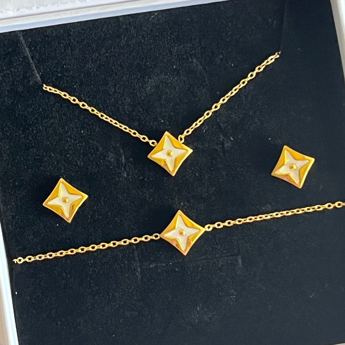 Gold Filled Star Luxe 3 Piece Set- Minimal Charm Necklace, Bracelet & Earrings