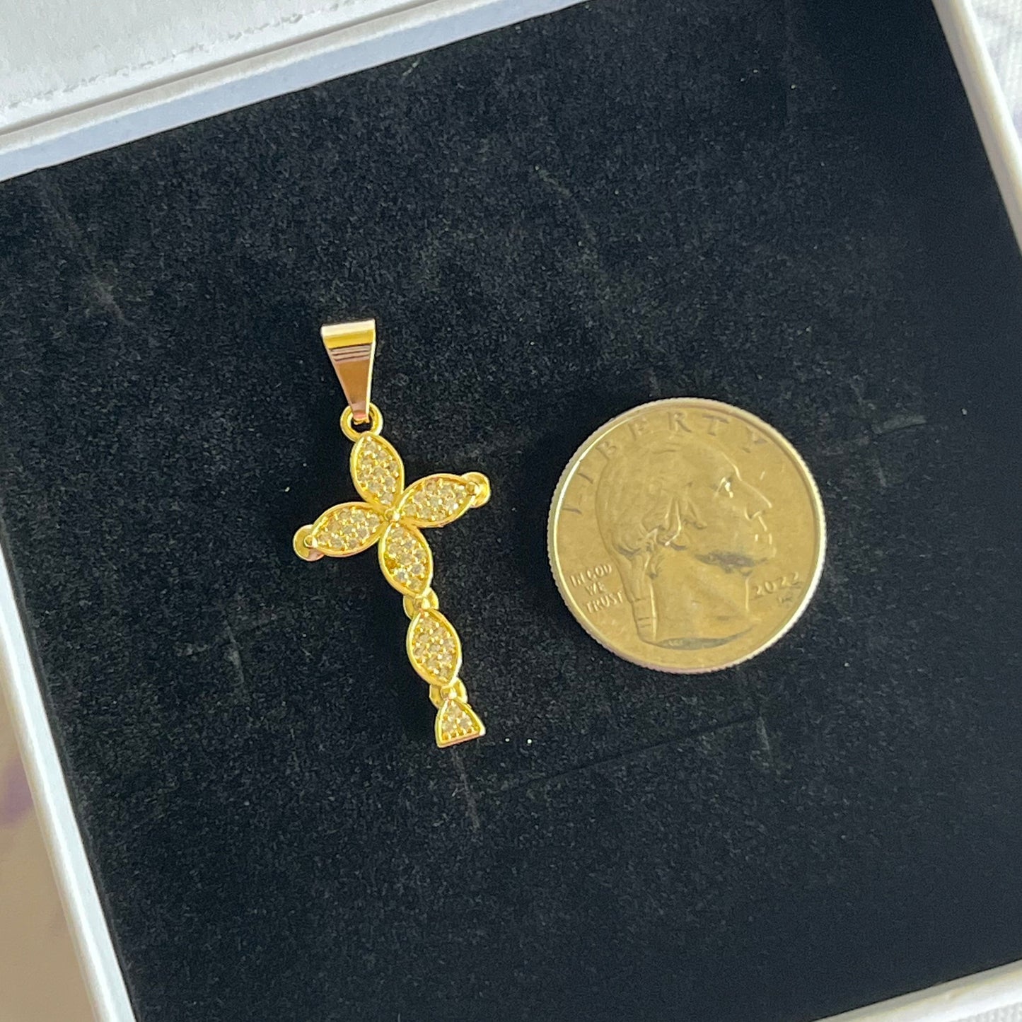 Gold Filled Pristine Petal Cross Pendant
