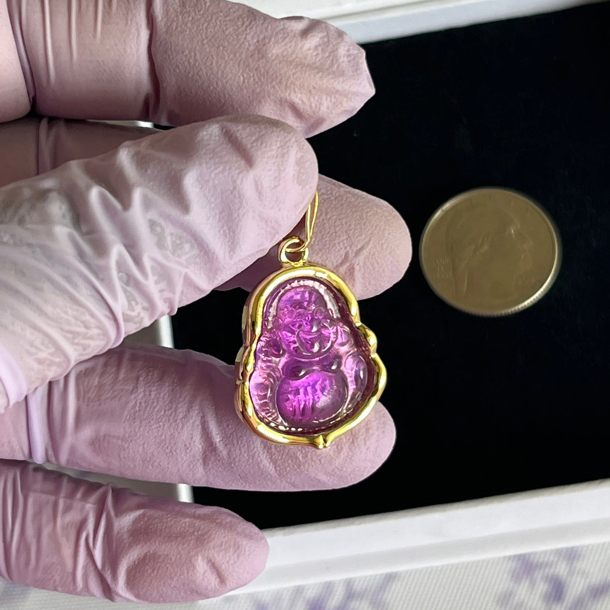 Purple Happy Buddha Pendant