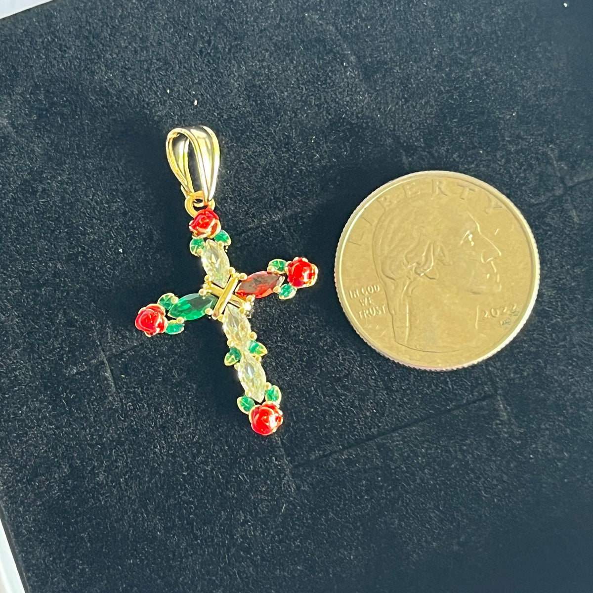 Red Rose Cross Pendant