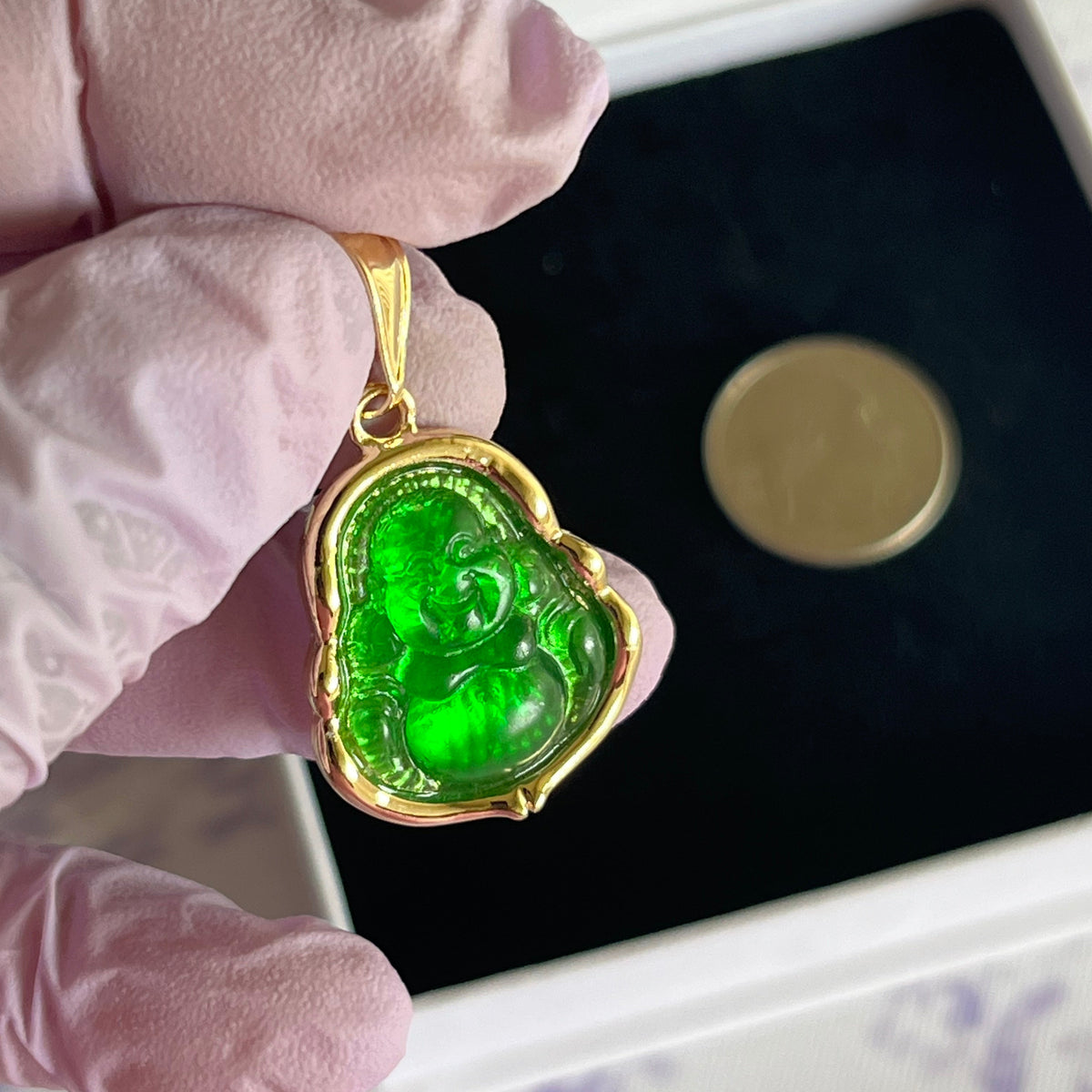 Green Happy Buddha Pendant