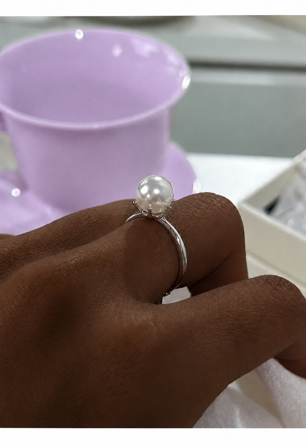 Silver Imitation Pearl Ring